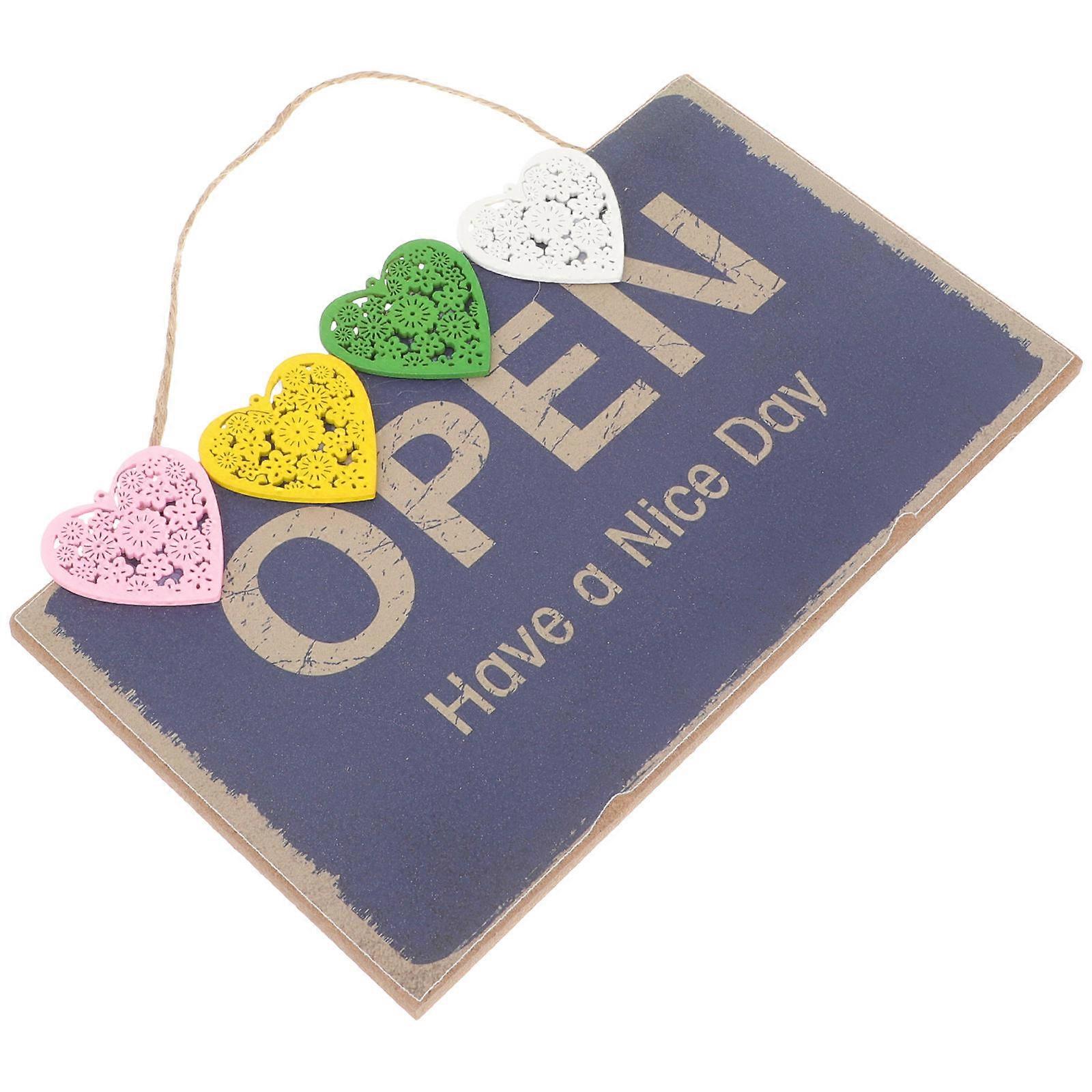 Blue Wooden Open Sign for Store with Rope for Hanging Eye-Catching Design Excellent Craftsmanship