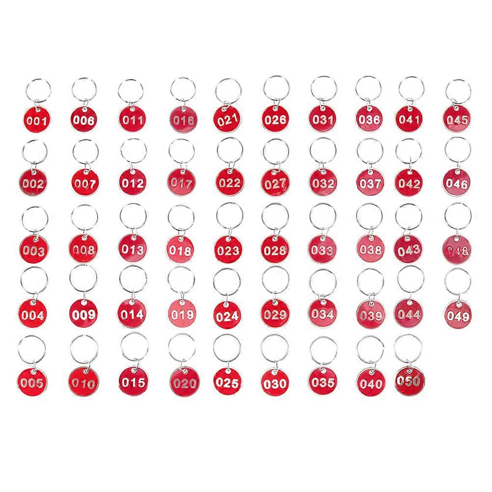 50 Pcs Number Pendant Tags Practical Metal Numbers Plates Luggage ID Tags Key Ring Labels for Office (Number 150)