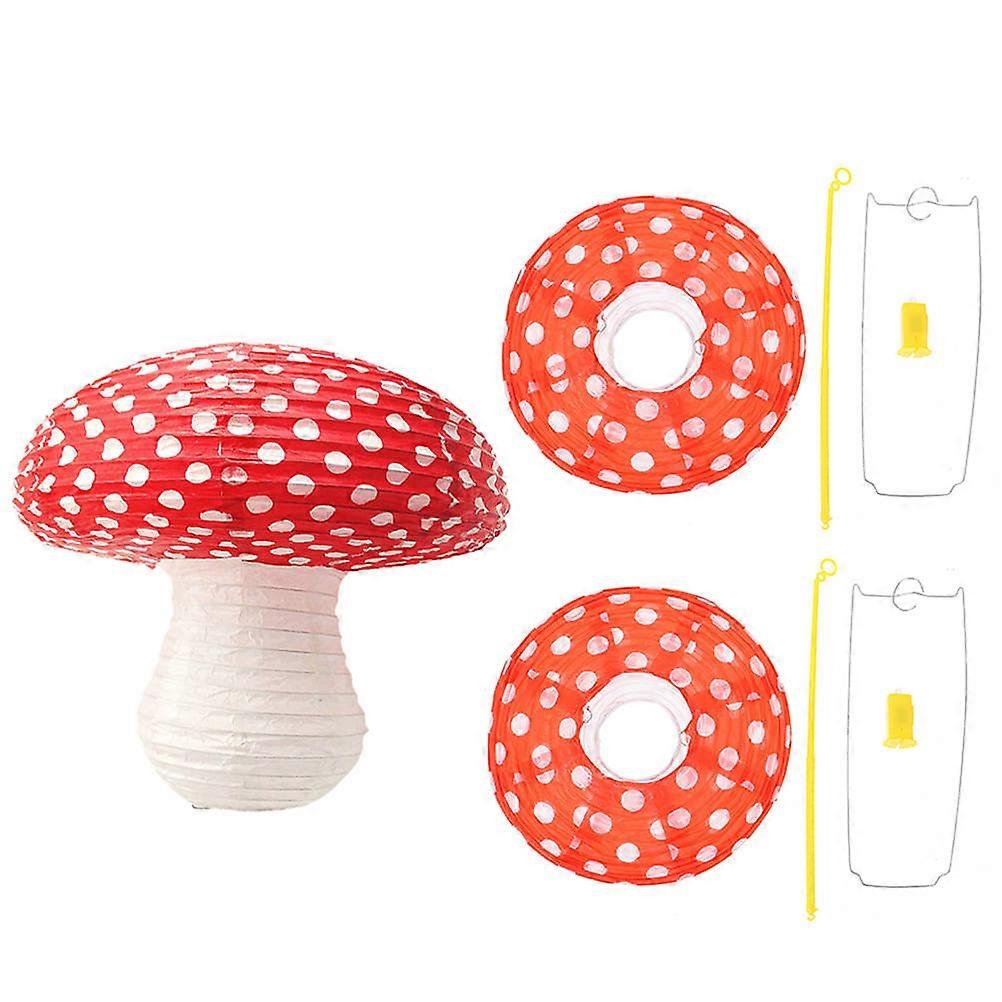 Cartoon Paper Lanterns For Home Decor And Festive Decorations Red Mushroom Shape Decorative Lighting 3Pcs