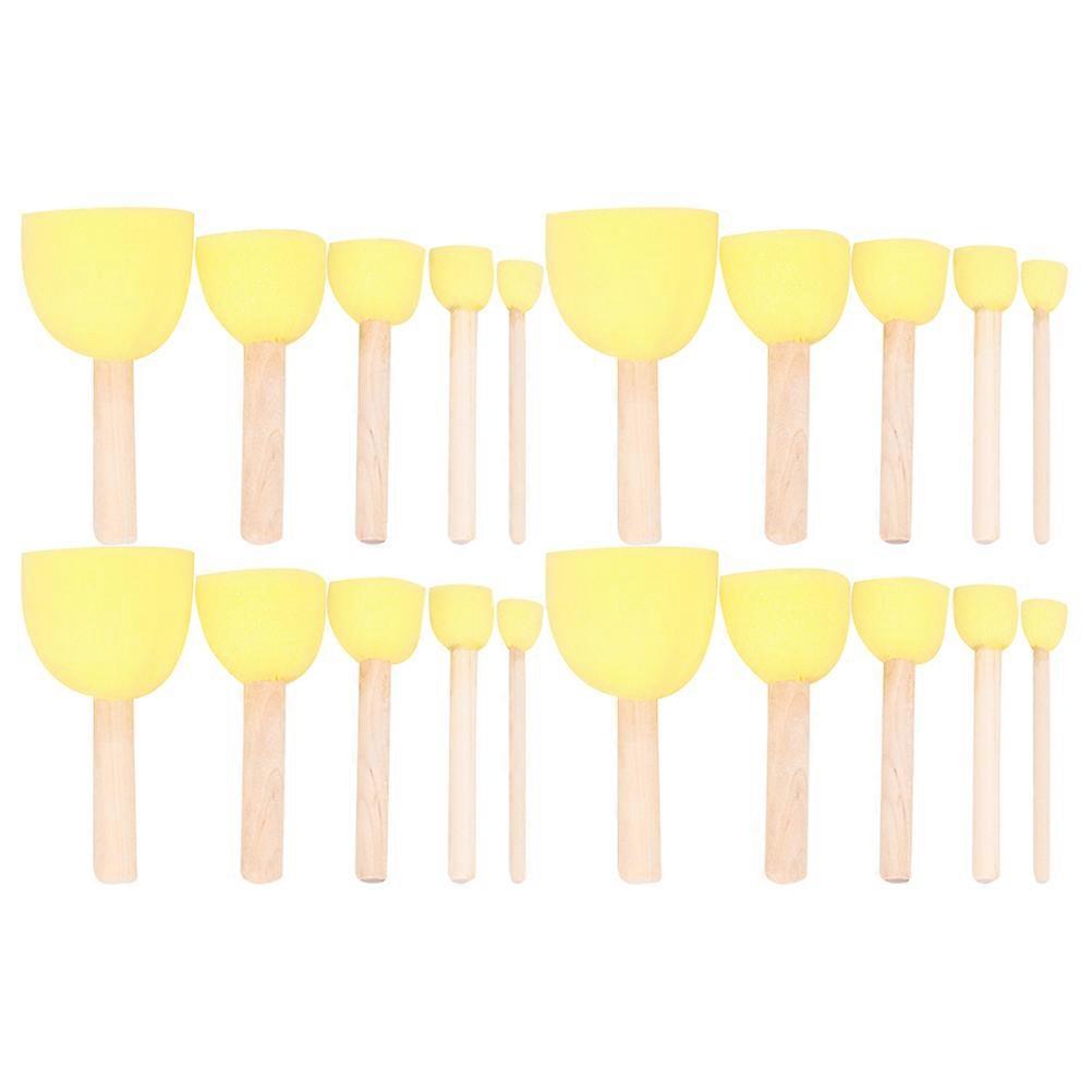 Children Drawing Tool Sponge Brush Set for Kids 20Pcs Yellow 2x8.8cm DIY Graffiti Painting