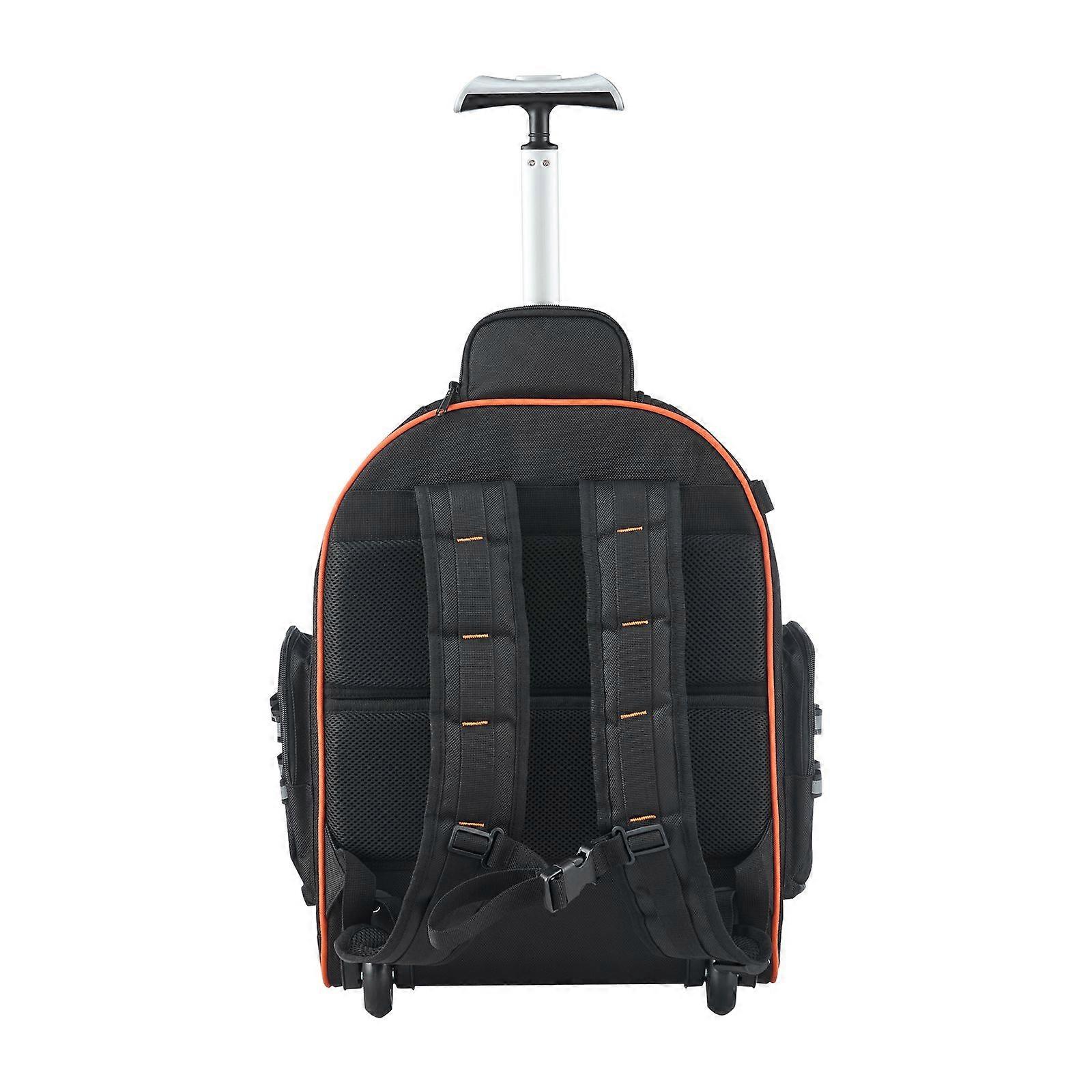 Rolling Tool Backpack, 110 lbs Load Capacity, 45 Pockets Heavy Duty Roller Tool Bag on Wheels, Adjustable Telescoping Handle & Base