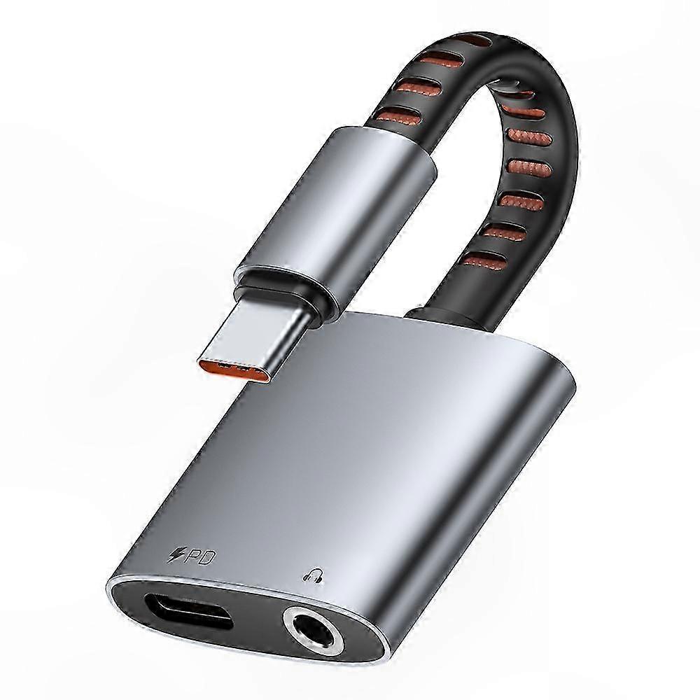 2-in-1 USB-C to 3.5mm o Adapter with Charging Port for Devices Support USB-C Connection