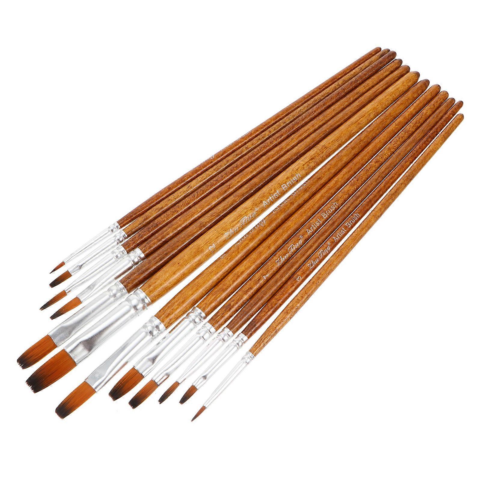 Professional Painting Kit with Brown Synthetic Brushes for Watercolor Use 1 Set