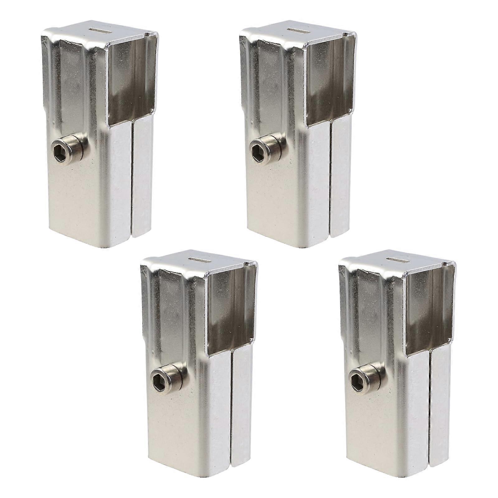 Pack of 4 2Way TBeam Steel Pipe Connectors for 30 mm Square Tube, Silver