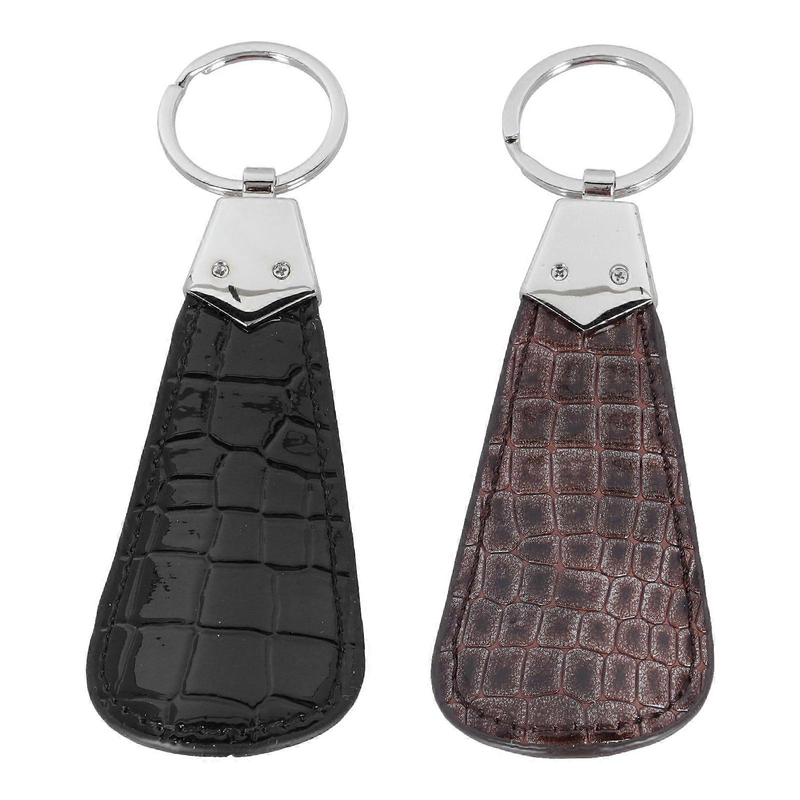 Portable Mini Shoe Horns with Key Ring PU Shoehorns for Easy Accessory Storage, Multi Use for Seniors, Office, Travel