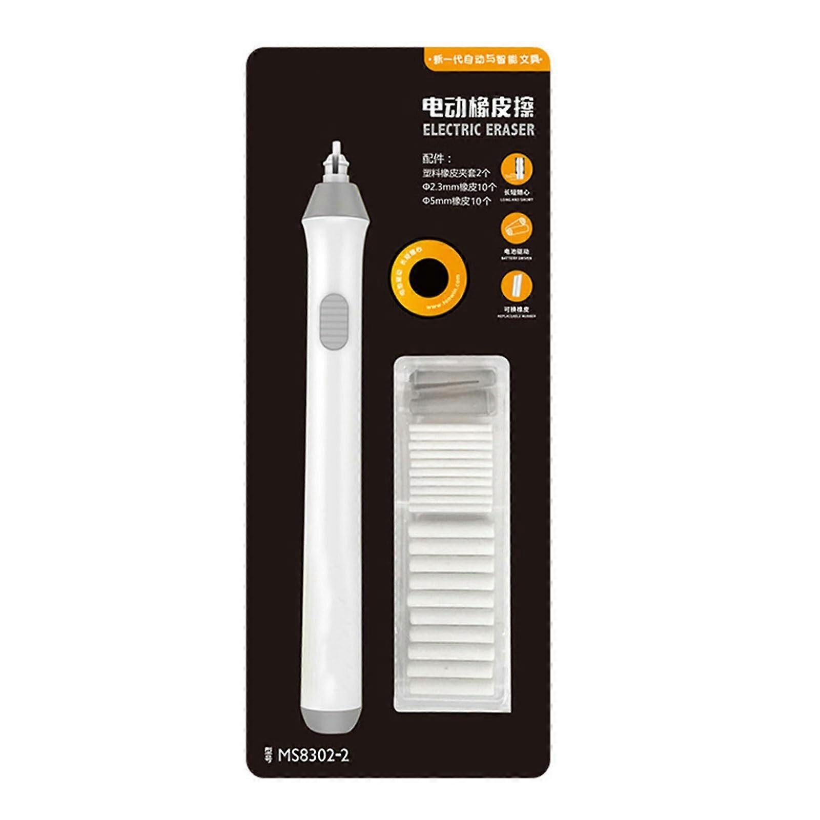 Electric Eraser Pencil Battery Operated For Drafting And Drawing With Refills White