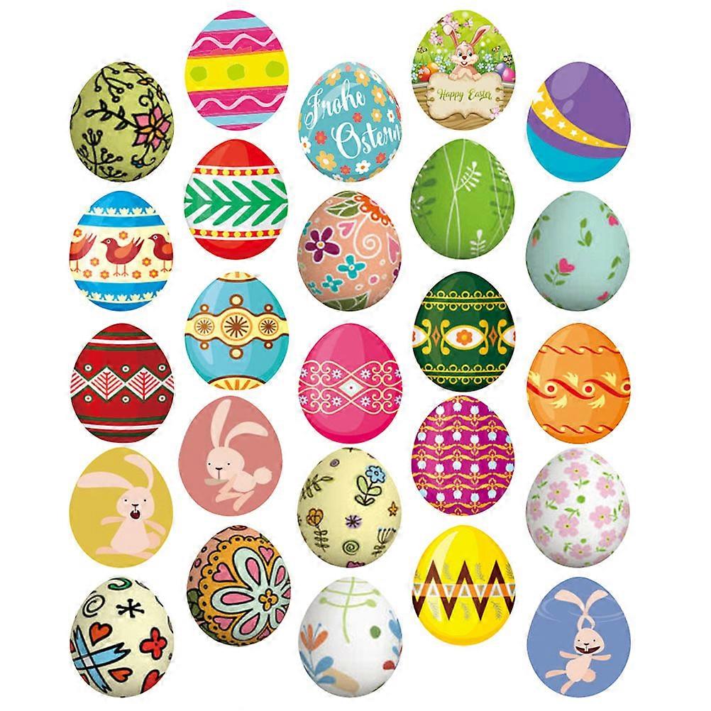 25Pcs Wooden Egg Decorations With Bunny Motif For Indoor Decor Perfect For Creating A Festive Easter Atmosphere