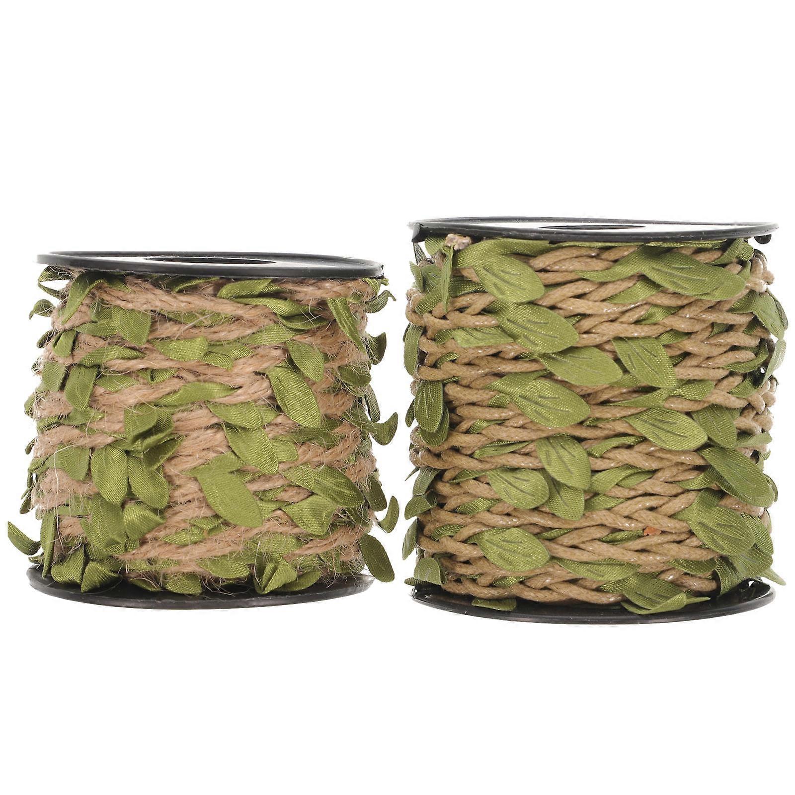 2 Rolls of Natural Crafting Artificial Leaves Manual Rope DIY Vine Simulation for Kindergarten