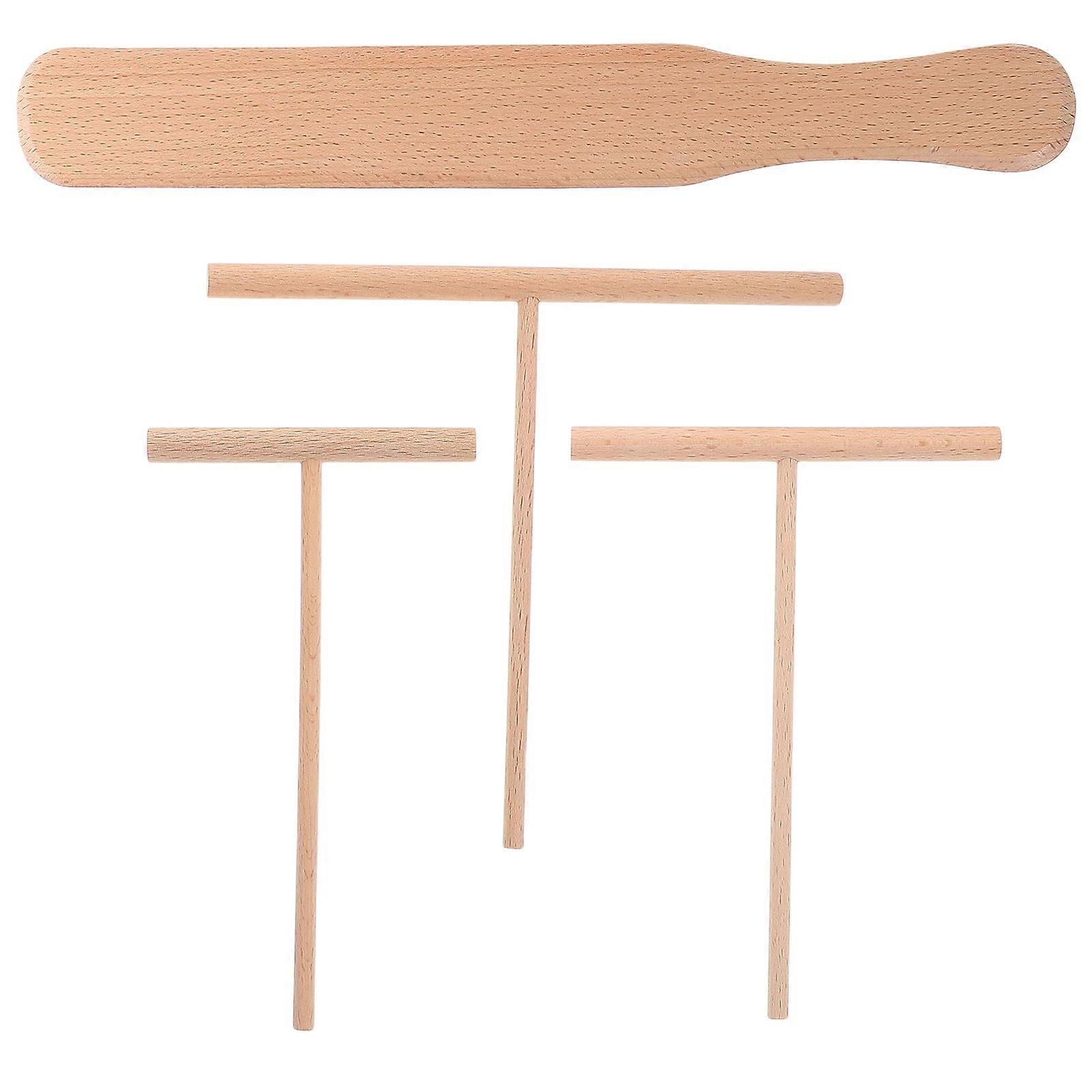Wooden Crepe Spreader & Spatula Set – T Shaped Tools for Easy Batter Spreading, Flipping & Cooking – Kitchen Accessories for Pancakes & Eggs