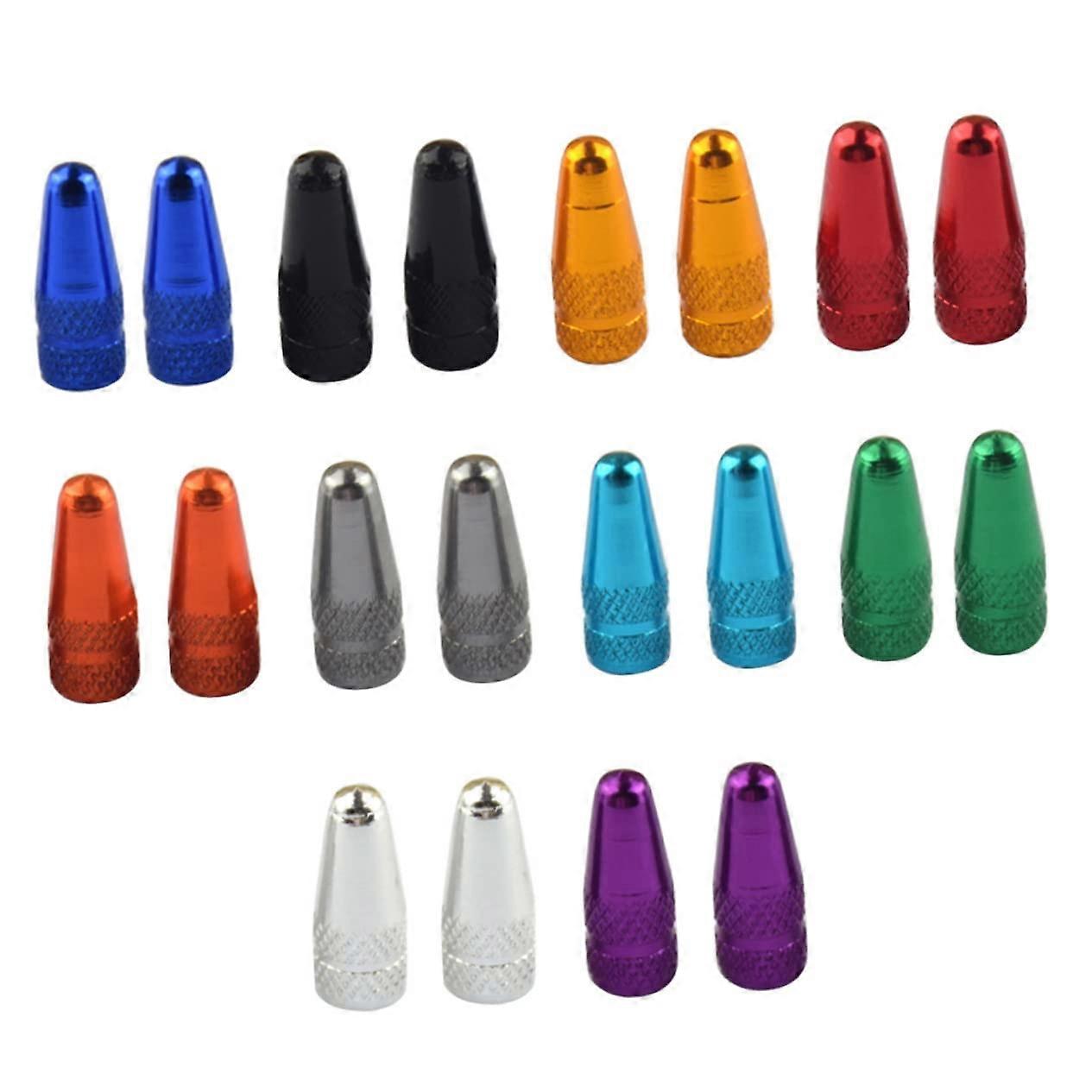 Valve Caps Set Of 20: Aluminum Alloy, Dust Protection, For Bicycles, Color Variants
