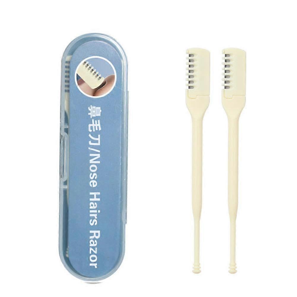Double Sided Nose Hair Scissors Trimmer for Manual Nostril Cleaning, 360 Rotating Design, Yellow Q7D8, 2 Packs
