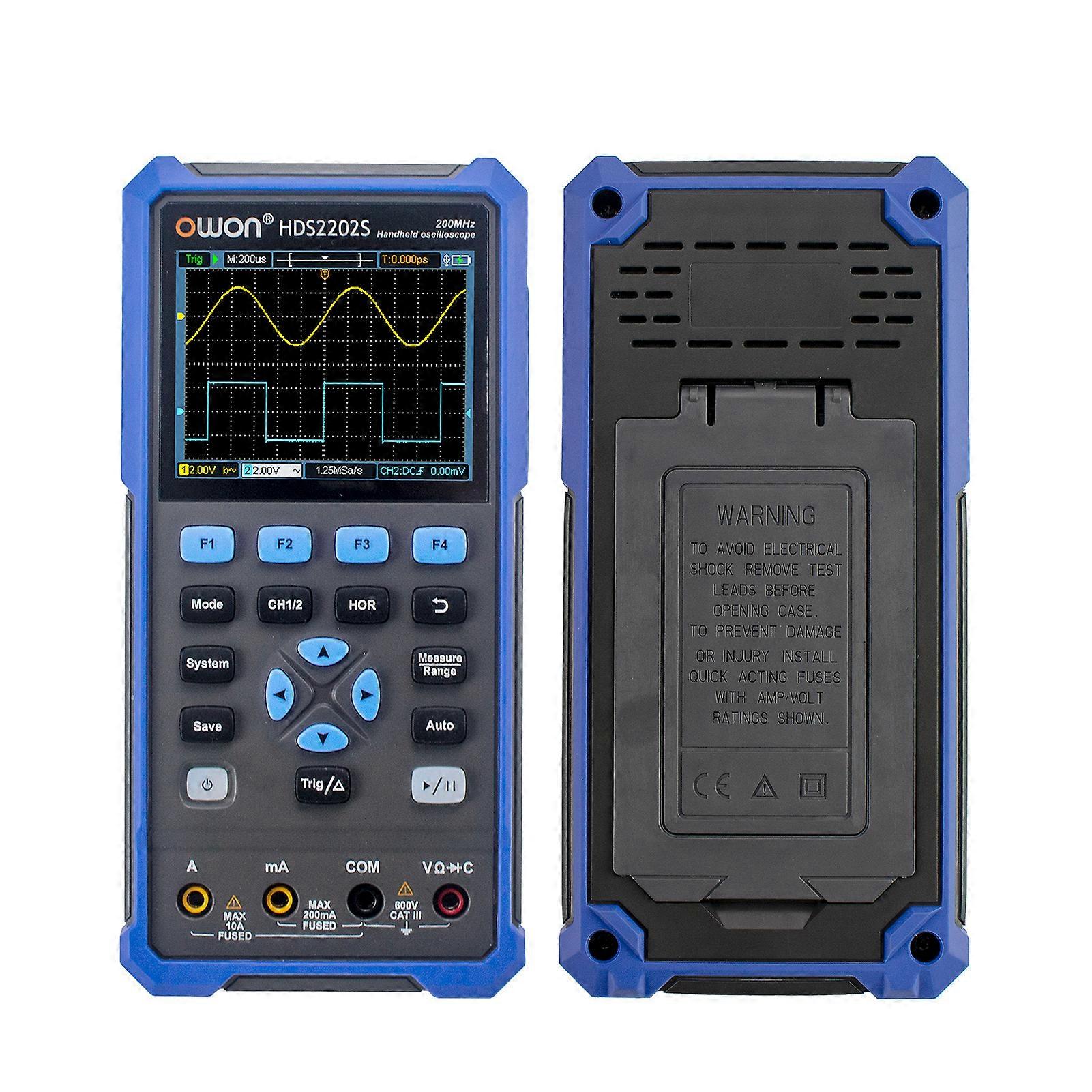 OWON HDS2202S 3 in 1 Handheld Digital Oscilloscope Multimeter Waveform Generator 200MHz 1GSa/s Dual Channels Oscilloscope True RMS 20000 Counts Multi