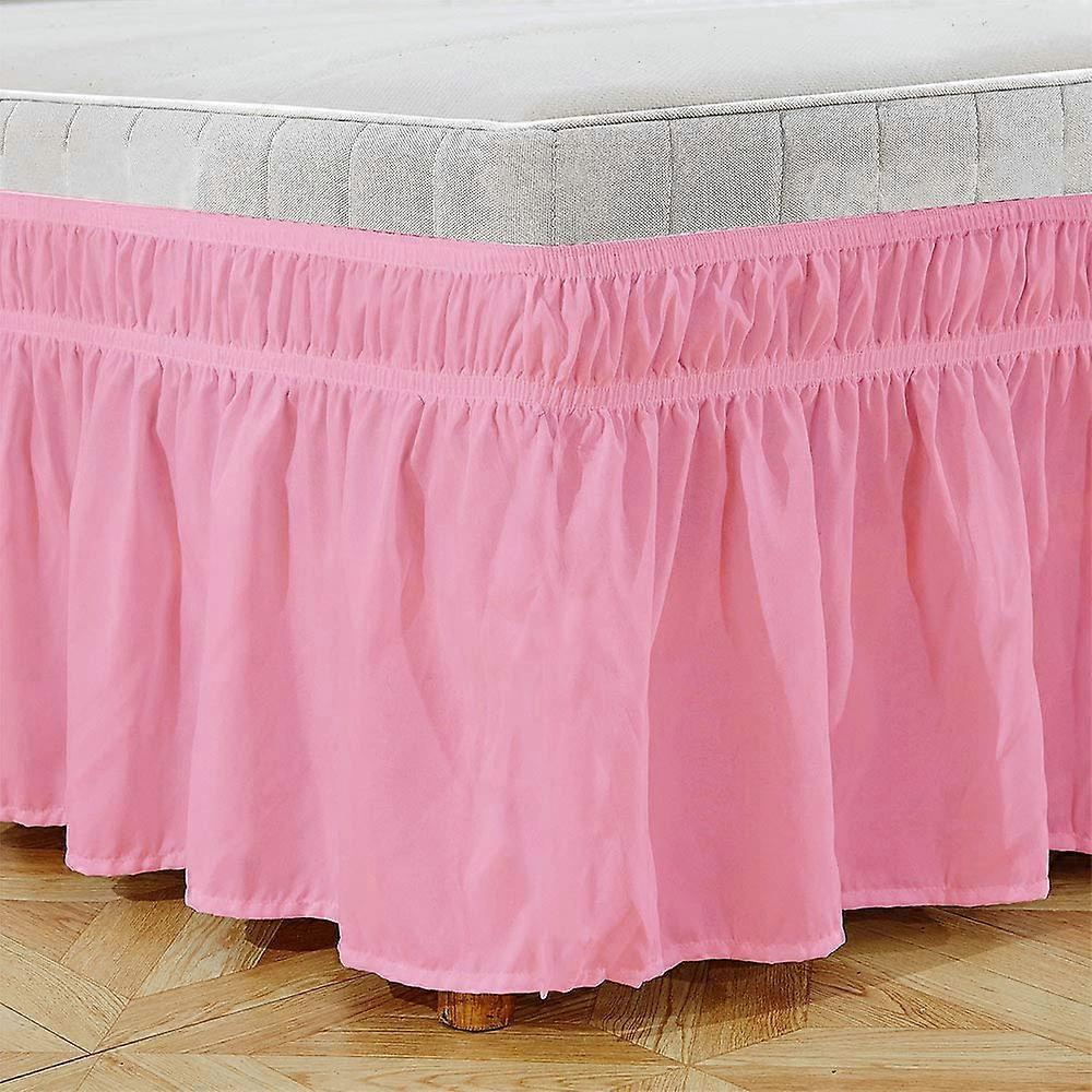 Elastic Bed Skirt Wrap Around Queen Size Silky Luxury Fabric Easy Fit For Bedroom And Hotel Machine Washable