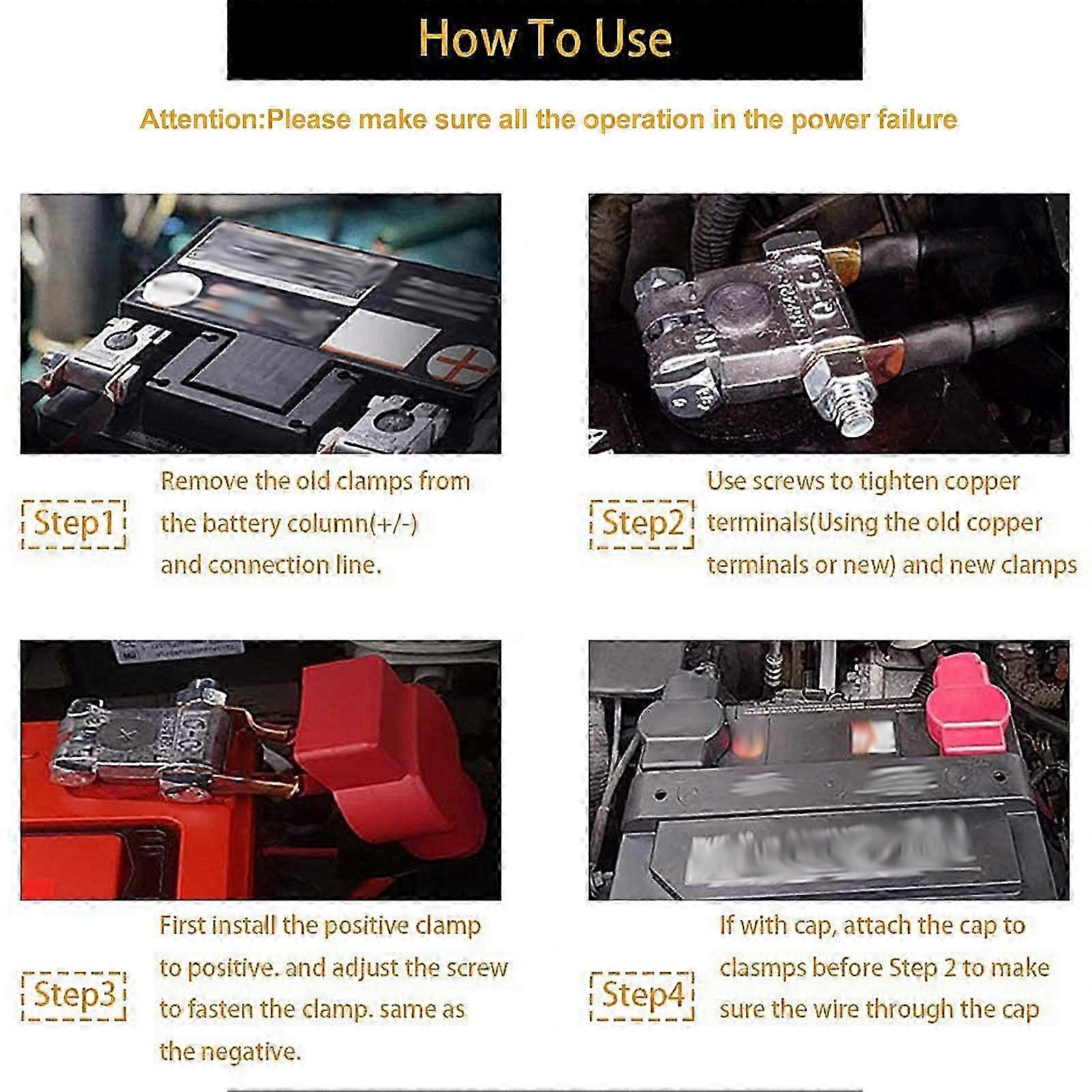 Battery terminal kit for RV and ATV - top post connectors pair