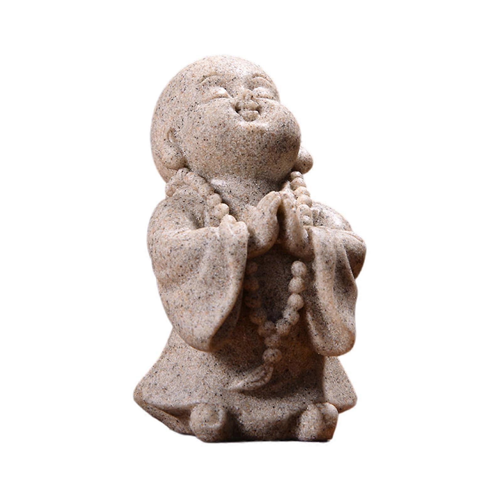 Resin Monk Sculpture: Seated Buddha Figurine For Desk Or Tabletop, Peaceful Home Decor