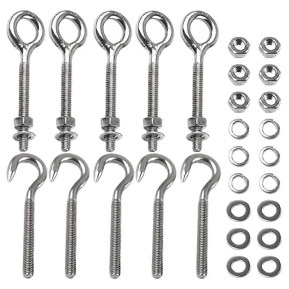 Ring Hooks Heavy Duty Ceiling Hooks for Household Users Gardeners Stainless Steel Silver with Self-Tapping Screw 10sets