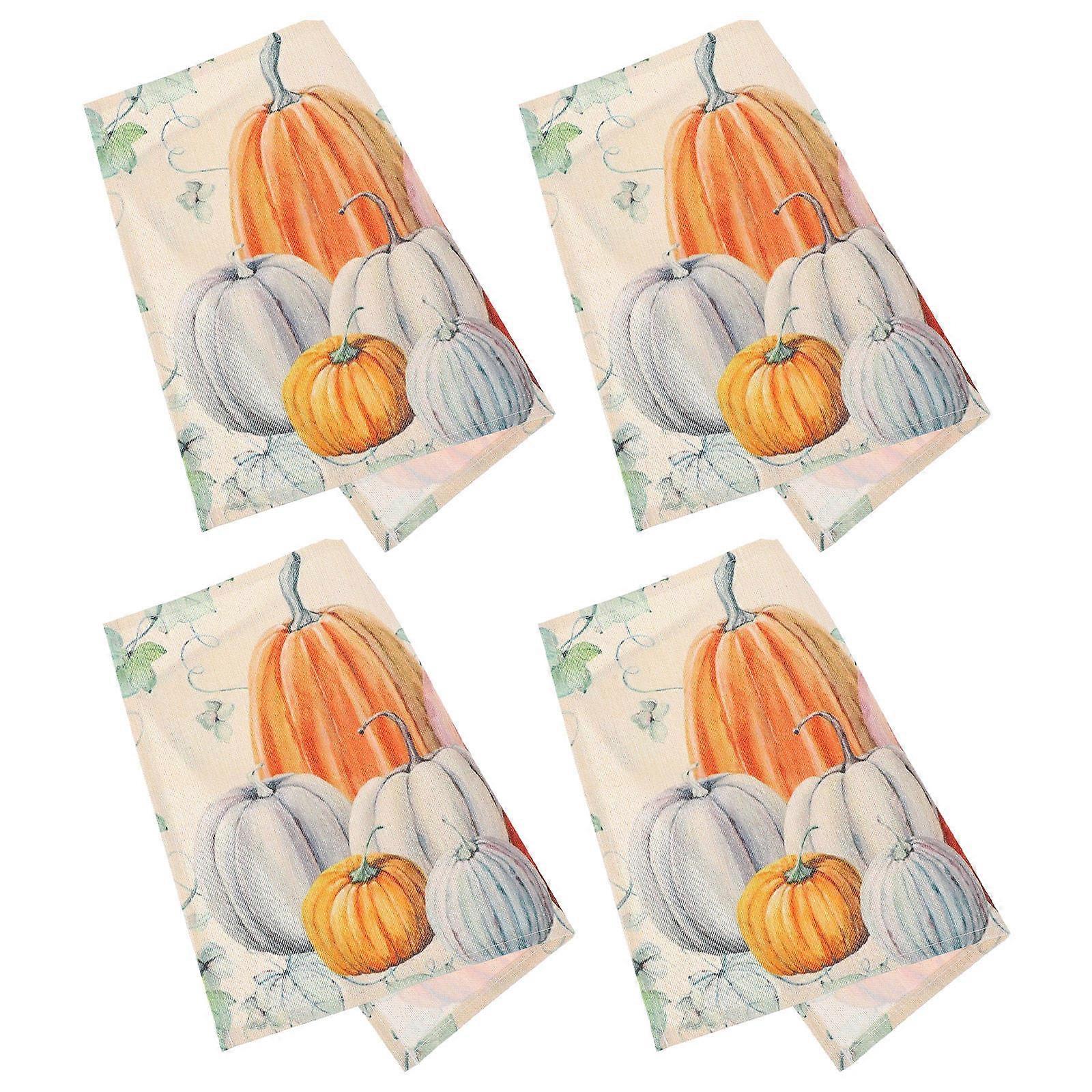 Dining Room Table Placemats Pumpkin Pattern Table Mats for Restaurant Owners Assorted Color Cotton Linen Table Protection 4Set