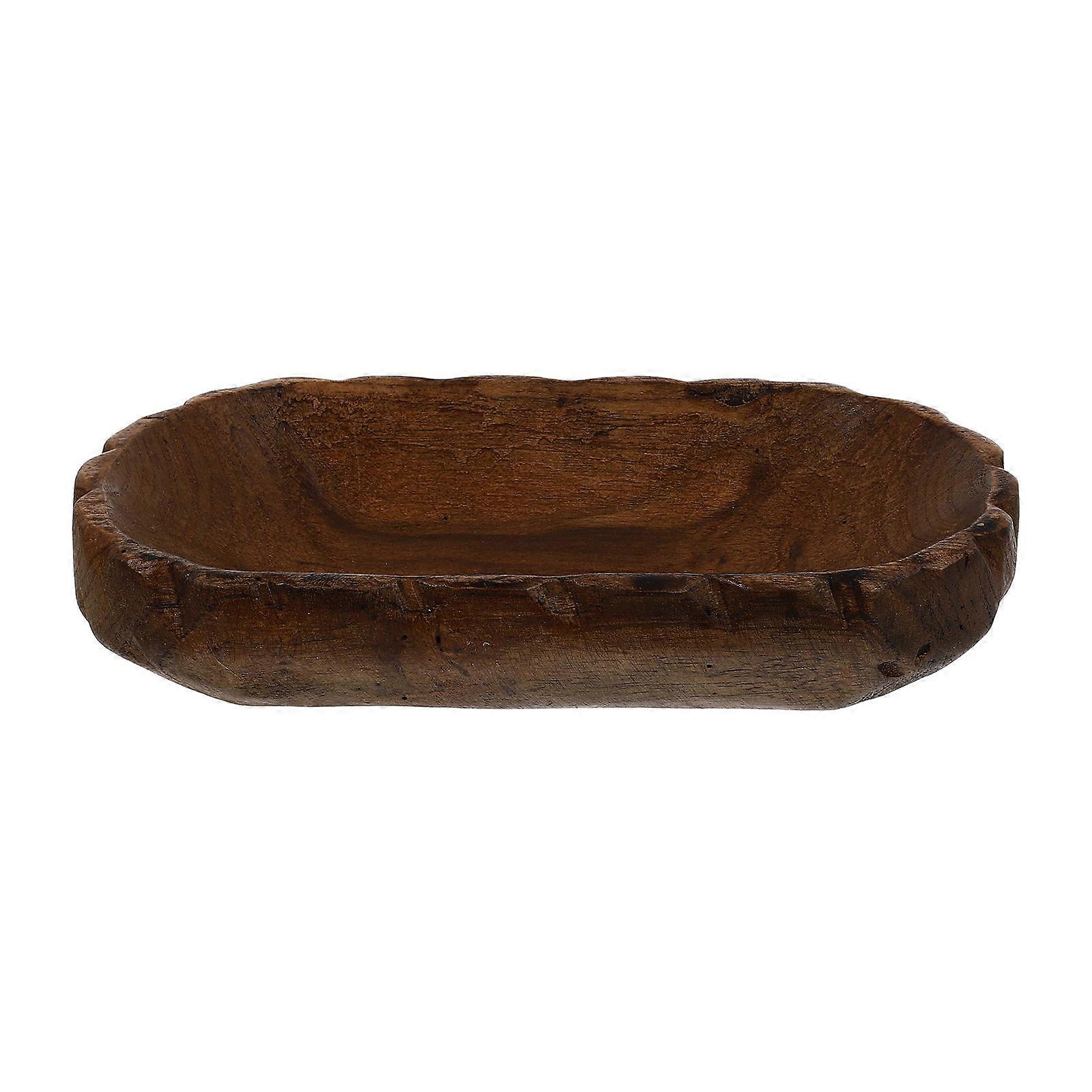 Wood Plate for Food Display Wooden Fruit Dish Suitable for Restaurant Serving Brown 1Pc