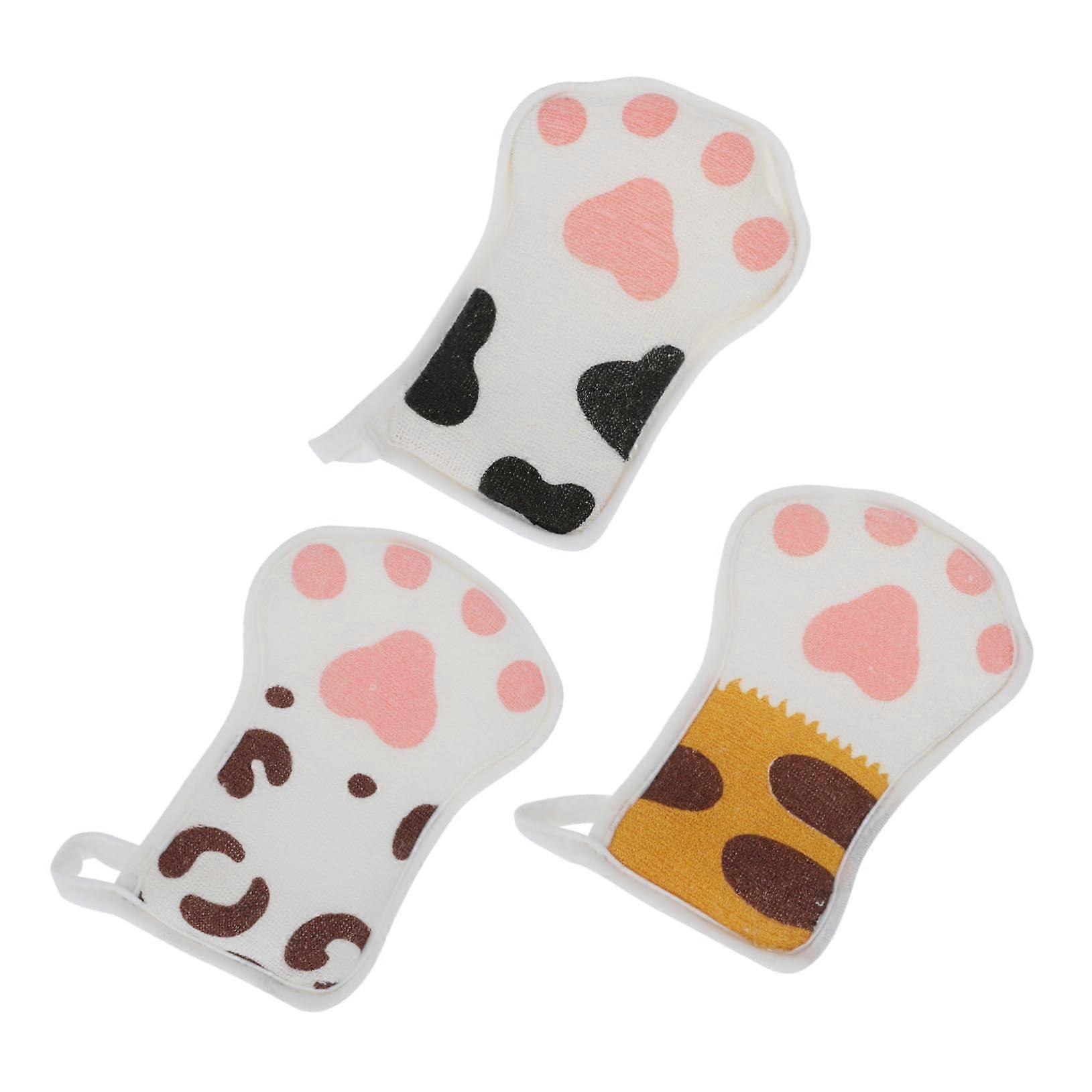 3Pcs Cartoon Bath Sponges Bear Claw Shower Scrubbers Soft Material for Daily Bath and Safe Bathing Routine