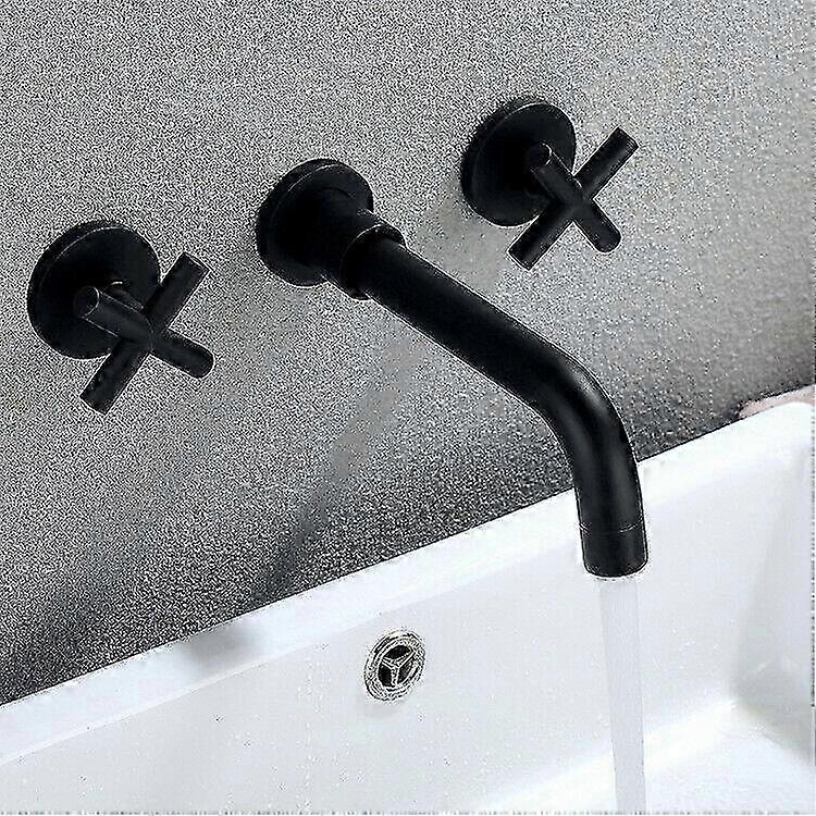 Double handle wall mounted sink brass Mixer Faucet in matte
