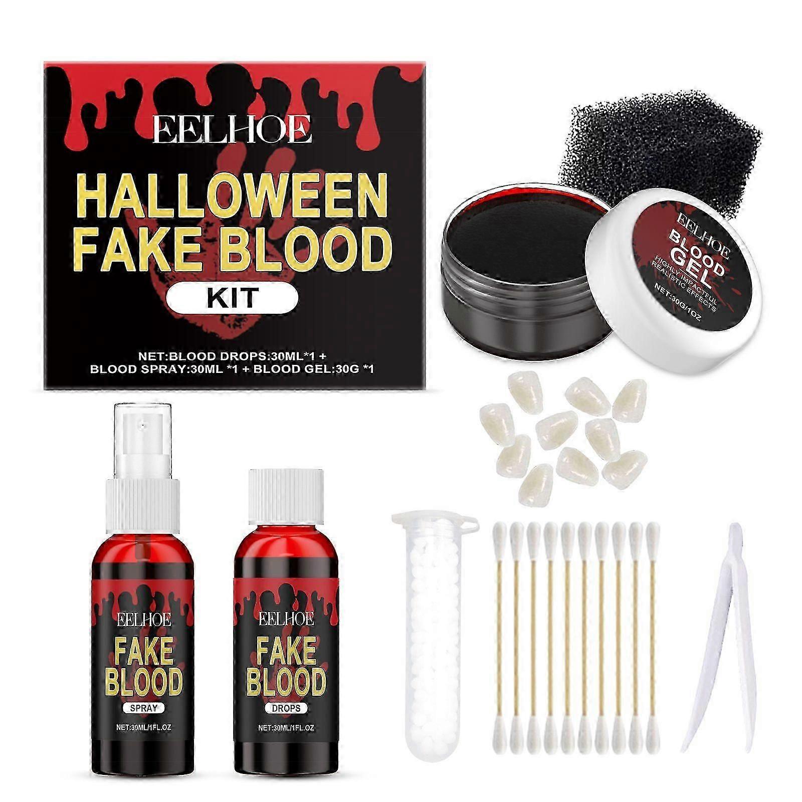 Realistic Halloween Fake Blood Set - Special Effects Makeup for Costumes & Parties