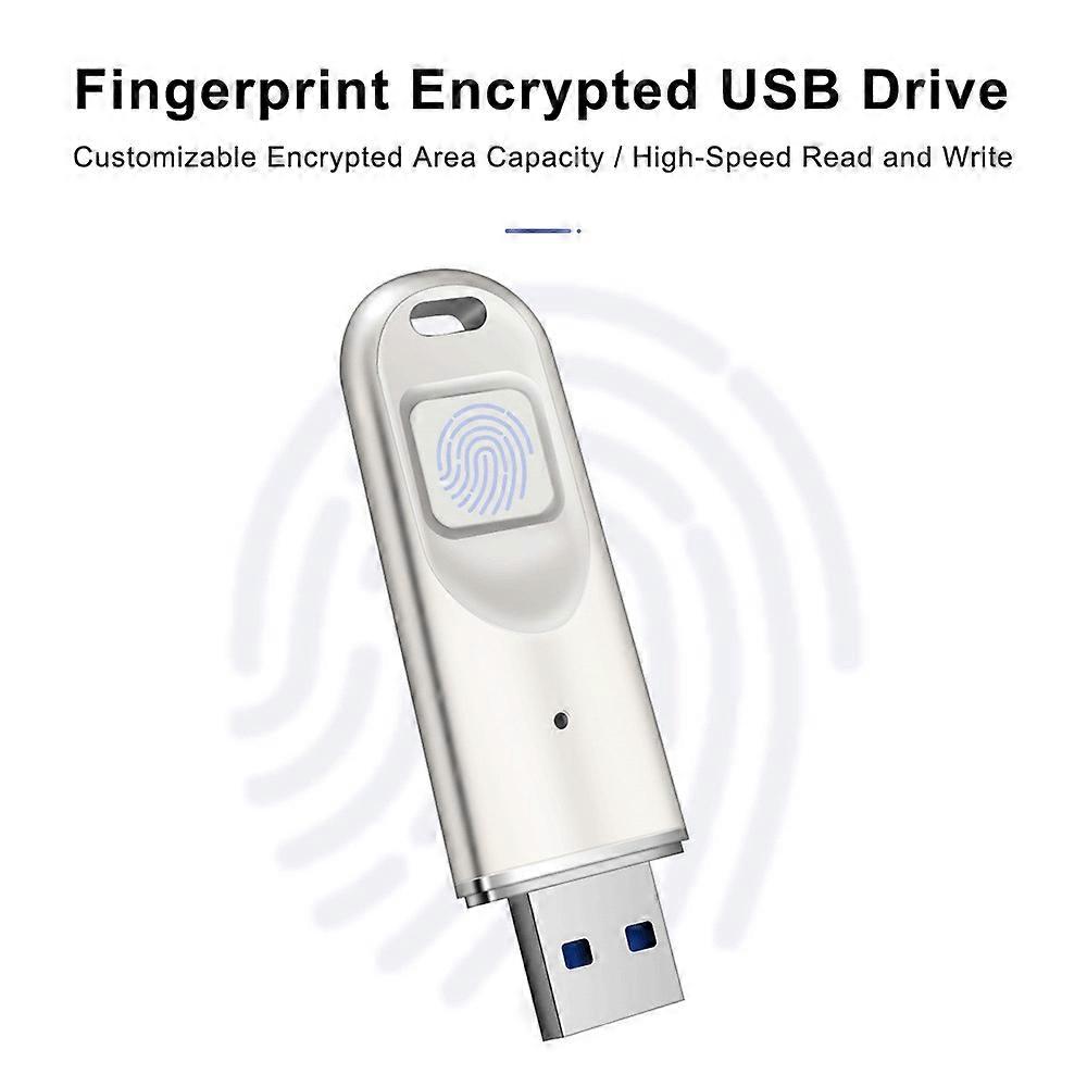 Encrypted USB 3.0 Flash Drive 8-256GB, Fingerprint Secure, 7x2x0.9cm