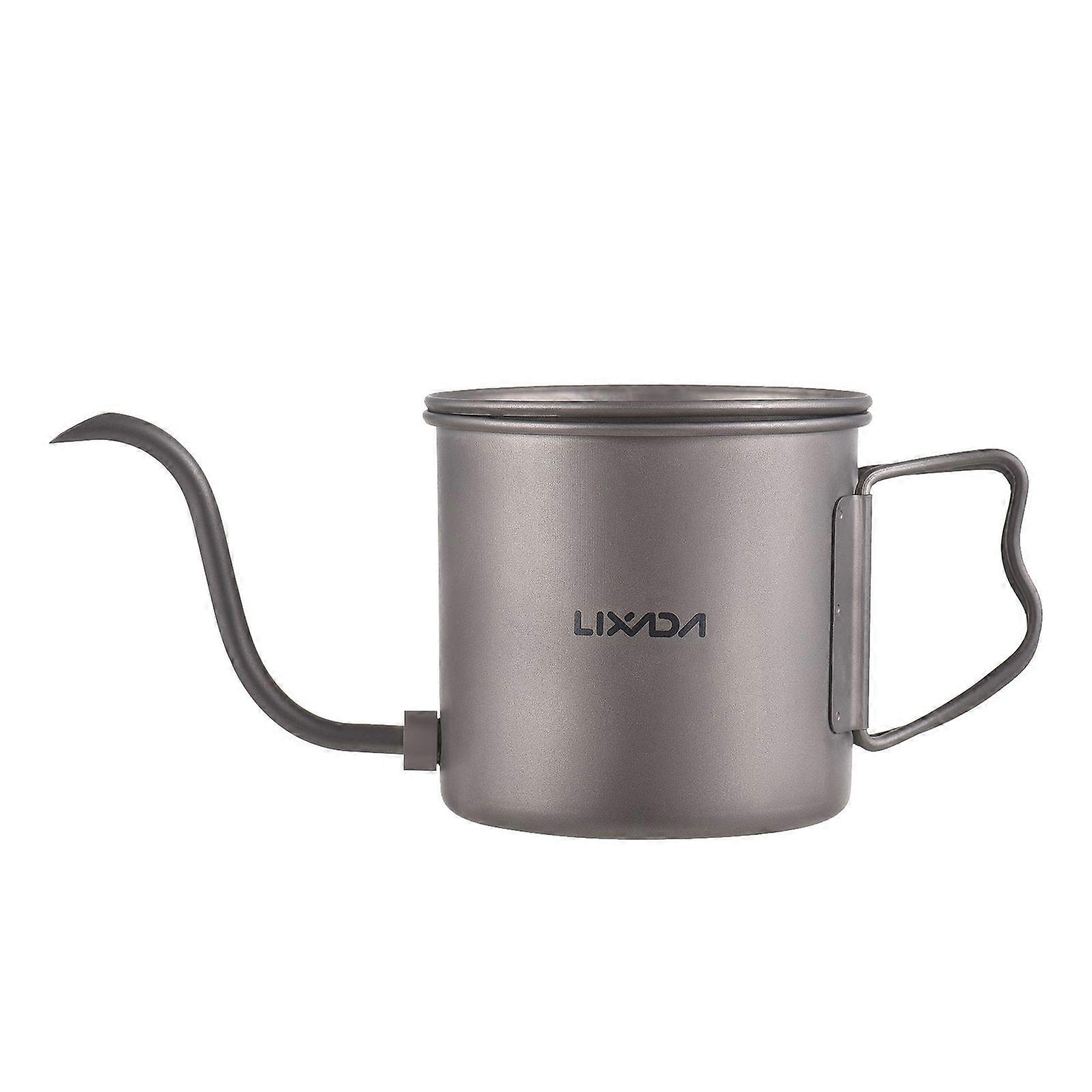 400ml Pour Over Kettle Gooseneck Coffee Kettle Ti Folding Handle Water Kettle with Lid and Coffee Filter