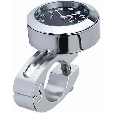 Motorcycle Handlebar Clock Mini Motorcycle Clock Watch Waterproof 7/8 Motorcycle Accessory Handlebar Mount Digital Clock (Silver)
