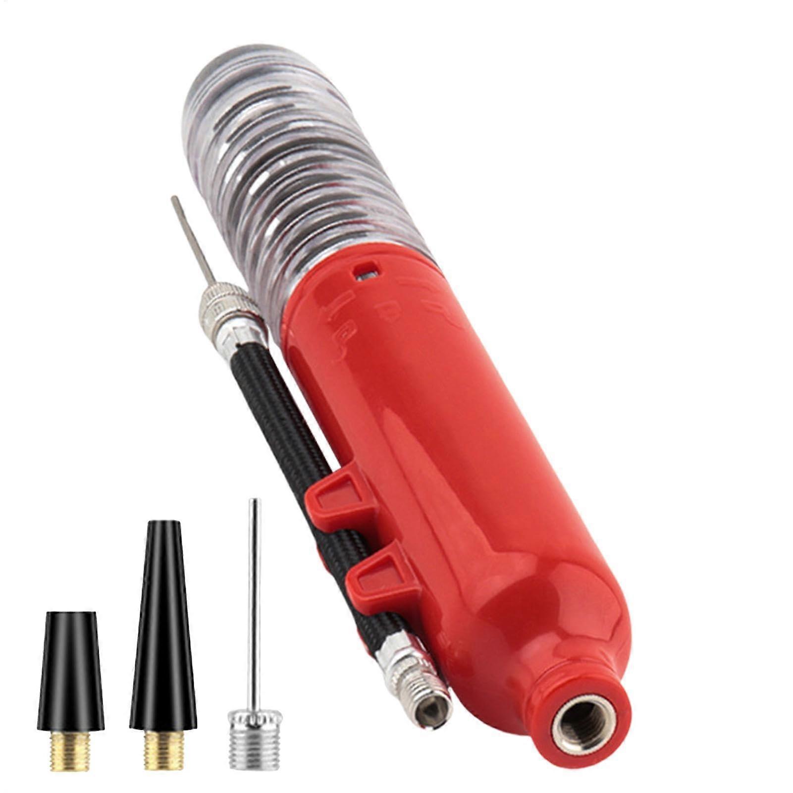 Portable Ball Air Pump, Manual Pressure, Needle Included, For Basketball Volleyball Soccer, 6.1 x 1.18 in, Red