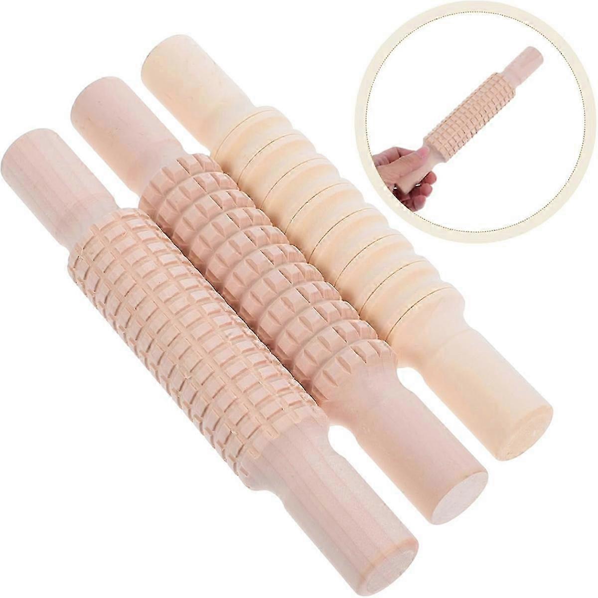 3Pcs Pottery Texture Rollers Clay and Dough Rolling Tools