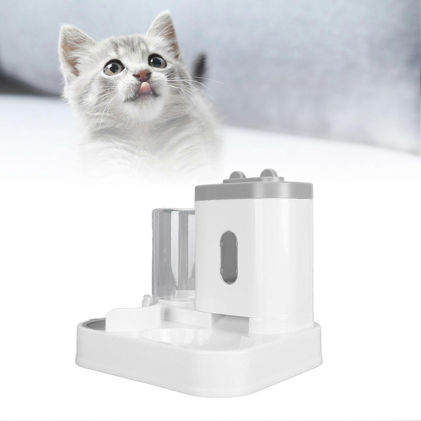 2 in 1 Wasserspender für Tierfutter 2,7 l Futterautomat Grau