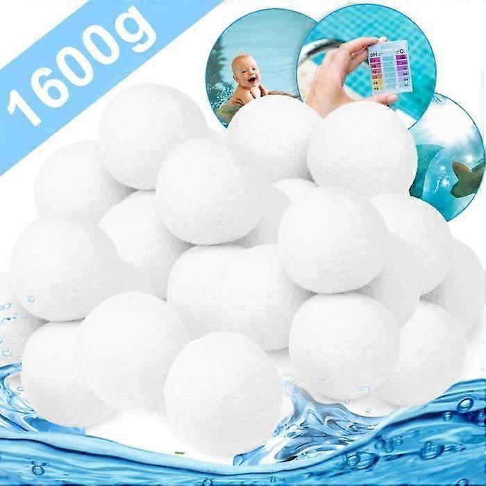 1600g Swimming Pool Filter Balls, Filter Balls, Fiber Filter Media for Swimming Pool Sand Filters Water Filtration, White