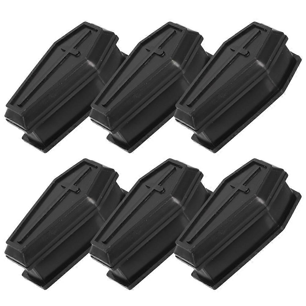 Mini Coffin Boxes with Lid for Decor Use Black Plastic Halloween Party Decoration 6 Pieces
