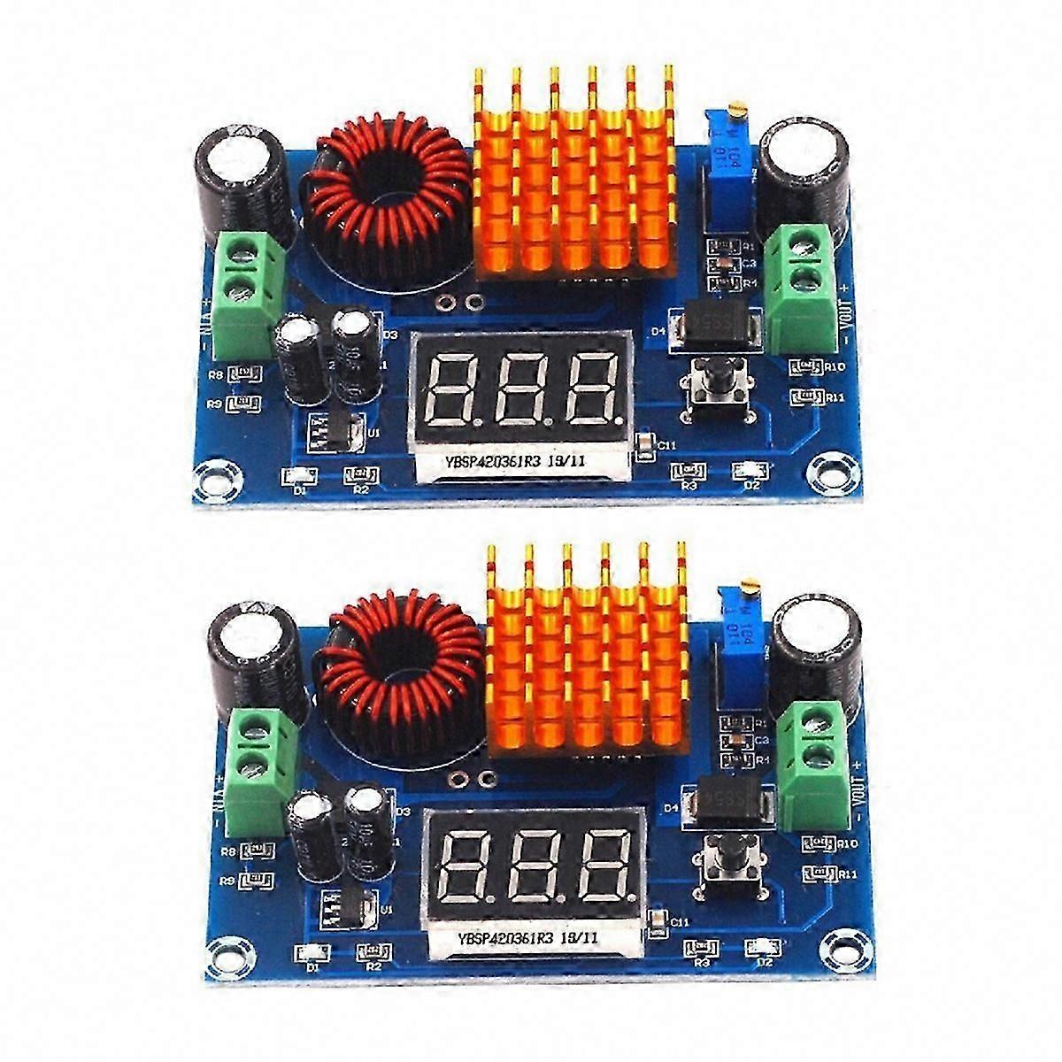 2Pcs XH-M411 DC 4-35V to 5-45V Boost Converter Module with Digital Voltmeter, 5A Adjustable Power Board