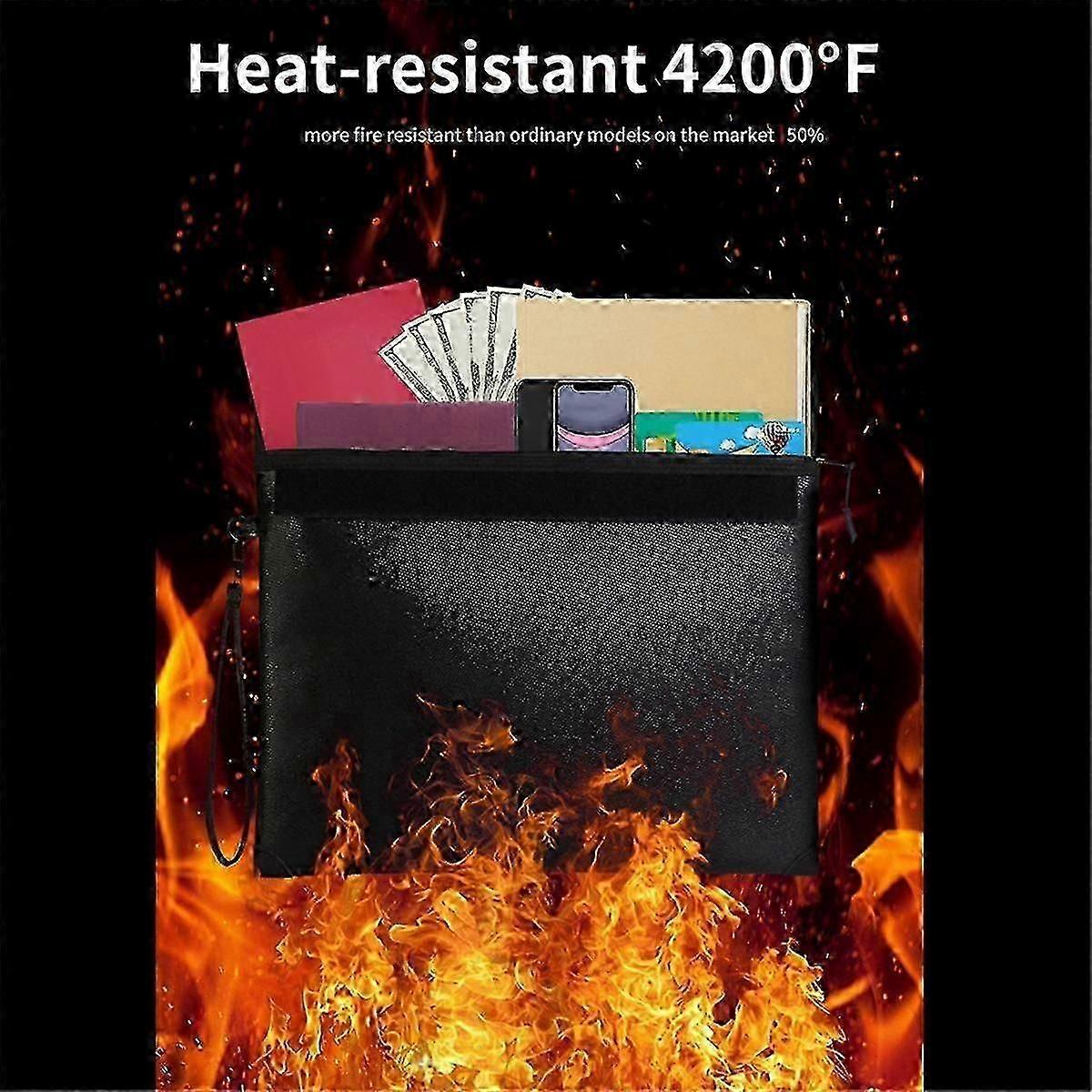 Fireproof Document Bag , Fireproof Safe Pouch with Zipper, Fireproof Waterproof Document Bag compati