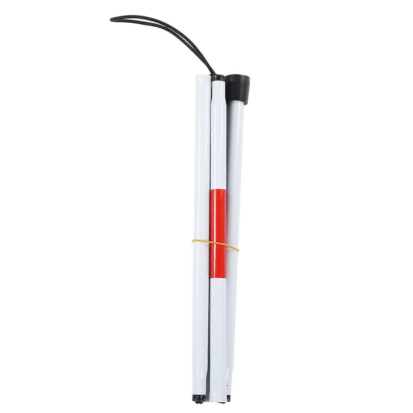 Foldable Cane Collapsible Reflective White and Red Walking Stick for Blind Visual Impaired