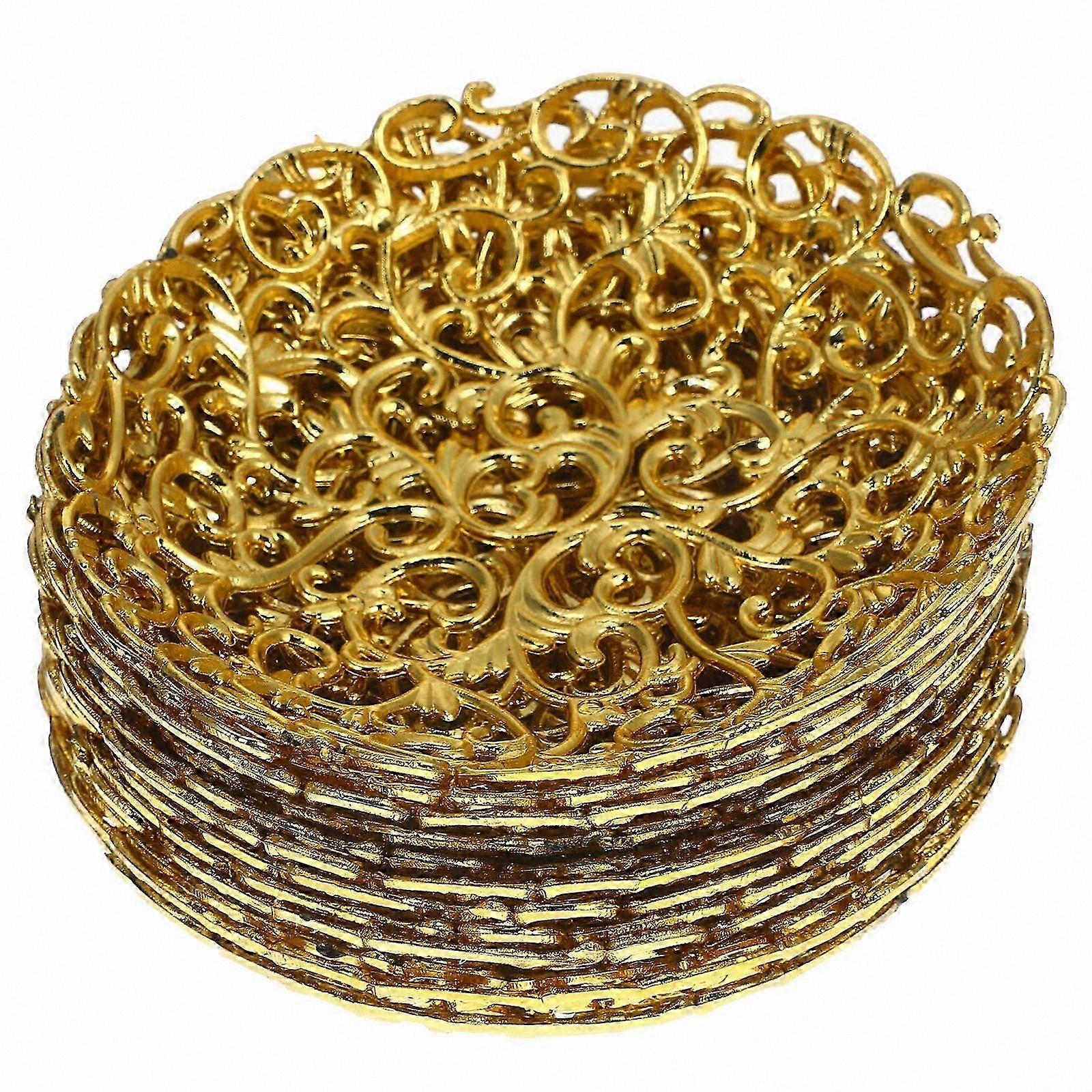 Elegant Mini Dessert Plates for Weddings, Versatile Serving Set with Golden Design, 12 Pieces