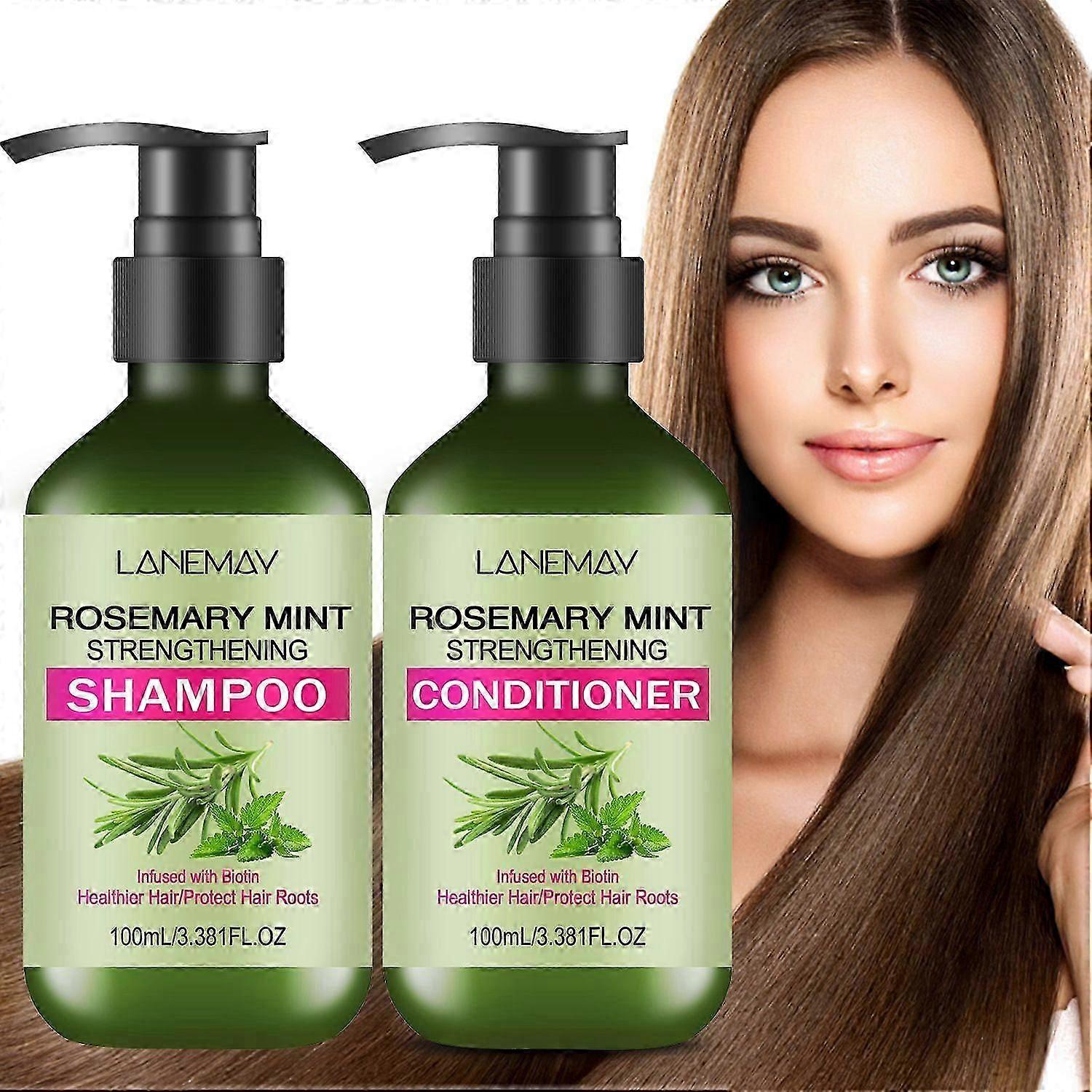 Os conjuntos de shampoo e condicionador anti-queda de cabelo fortalecedor de hortelã com alecrim fornecem nutrição, reduzem o frizz e adicionam brilho para todos os tipos de cabelo, crescimento do cabelo