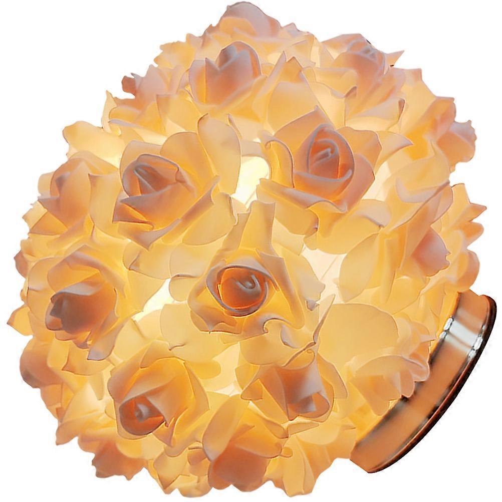 Rose Table Lamp Night Light Bedside Girls Room Assorted Color Metal Material with Plug 1Set