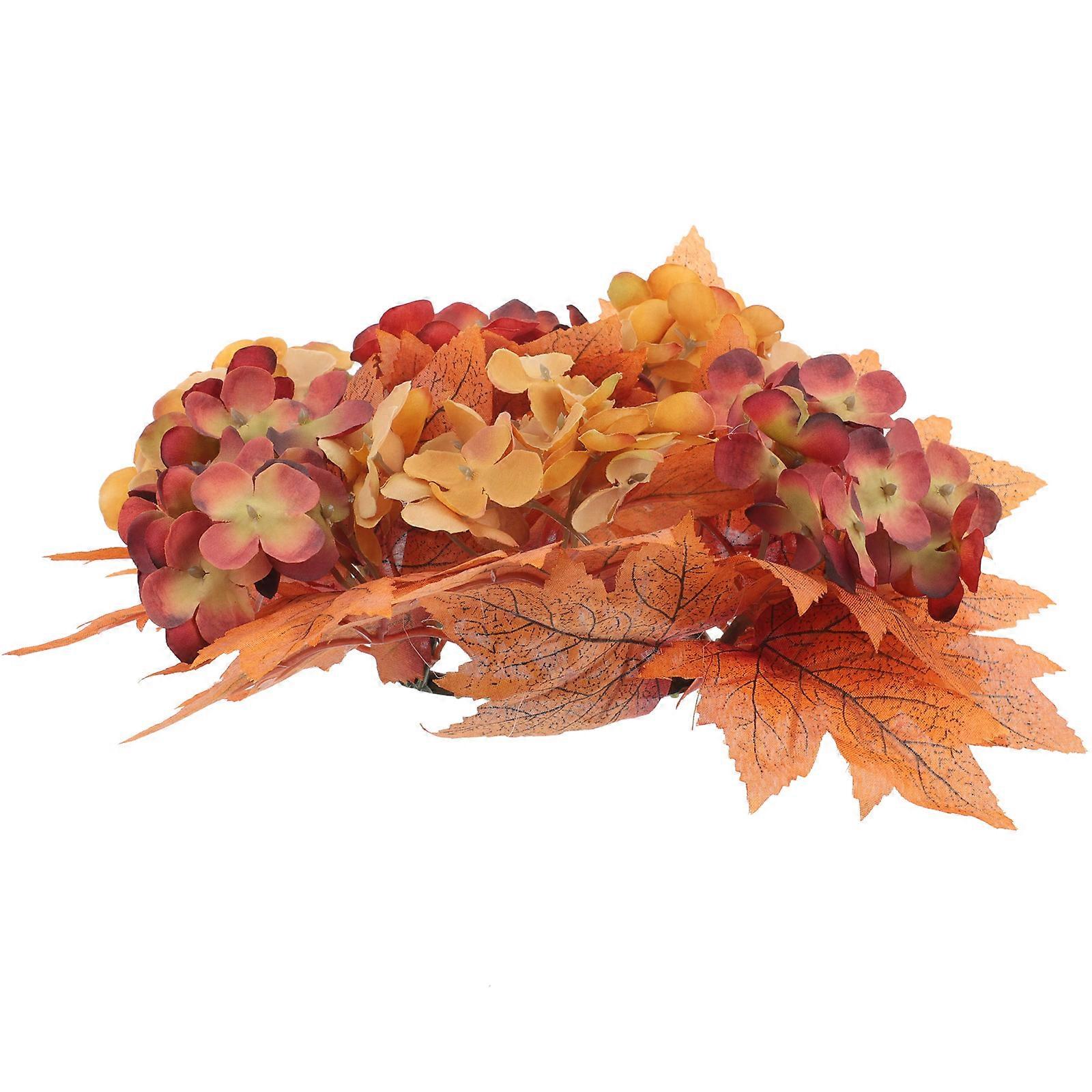 Thanksgiving Centerpieces Maple Leaf Candle Wreath for Decoration