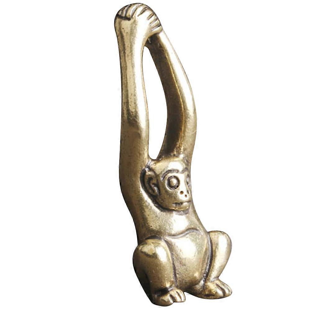 Brass Gibbon Ornament Miniature Monkey Sculpture for Decor 2Pcs Golden