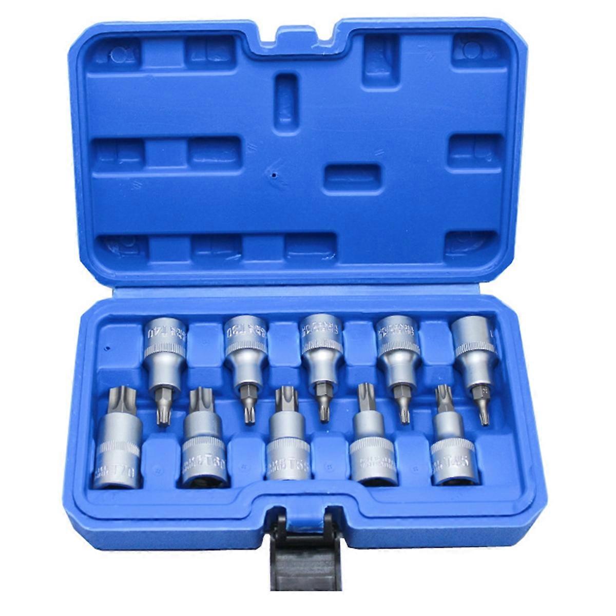 10Pcs Set 1/2inch Hexagon Socket Bit Kit Six Angle Sleeve Hex Socket Wrench for Ratchet Wrench Auto Repair Hand Tool 