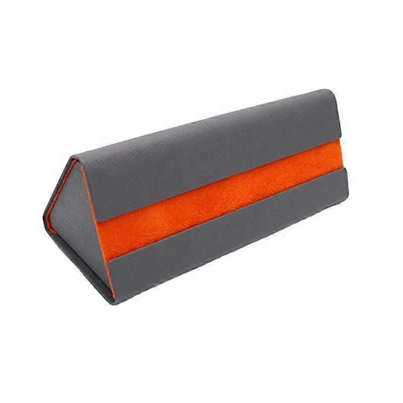 Foldable triangle handmade leather glasses case