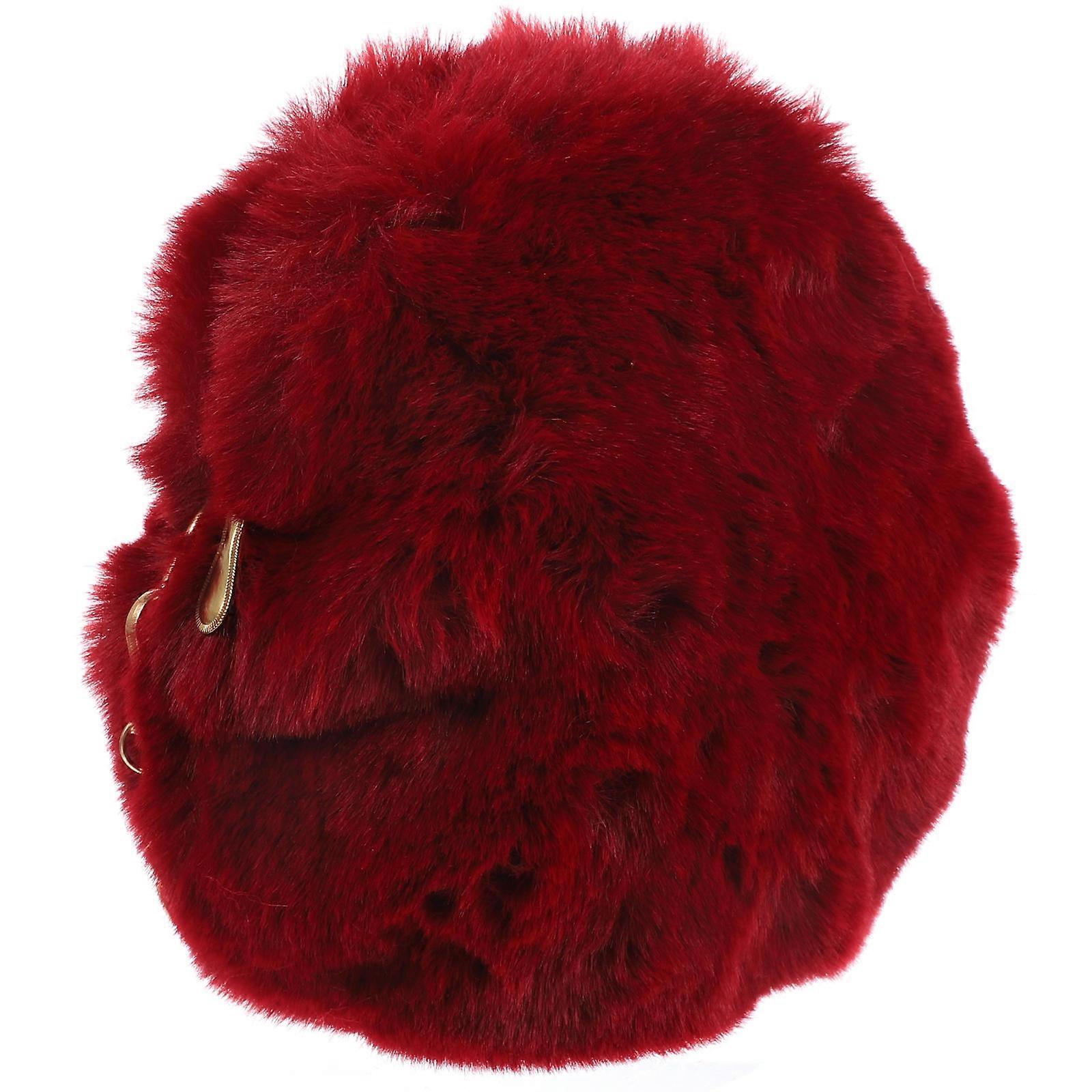 Plush Round Shoulder Bag Mini Purse for Storage Use 1Pcs