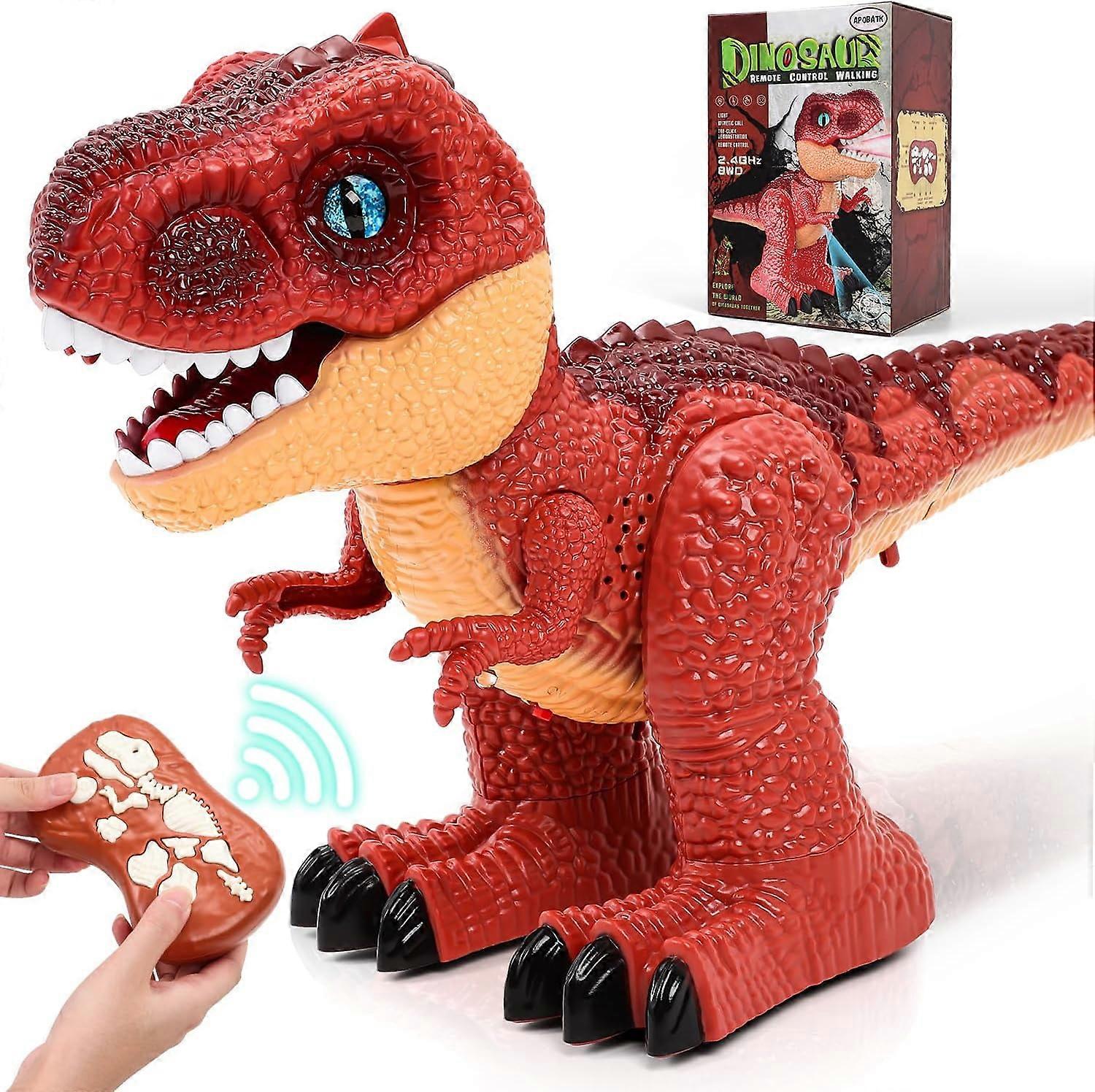 RC Walking Dinosaur Toys for Kids 3+, Rechargeable Robot Dino with Light & Sounds, Compatible with Jurassic Velociraptor, Blue