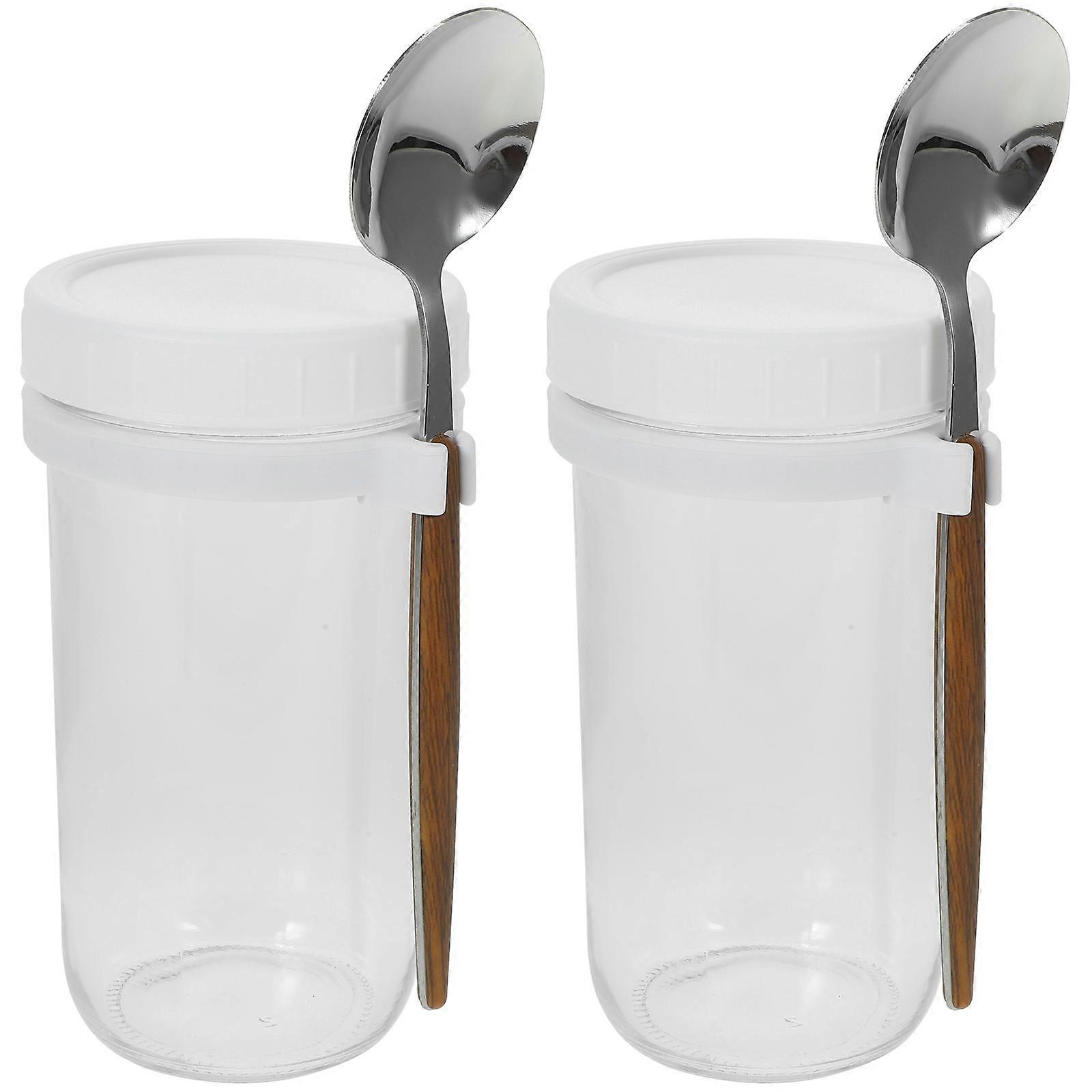 Wide Mouth Oatmeal Prep Container 4Pcs Round Food Storage Jar For Adults Practical Use Perfect For Breakfast