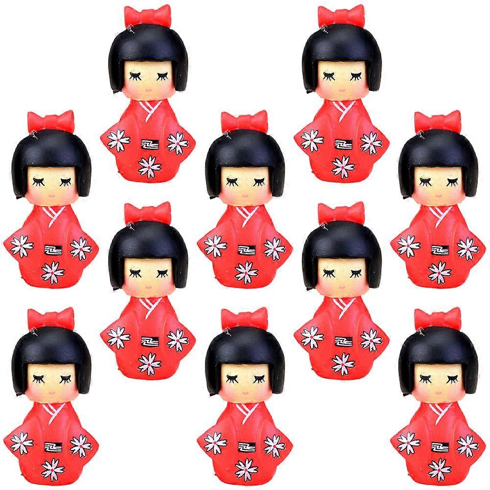 Miniature Japanese Kimono Doll for Decorative Use 40Pcs Red Dolls
