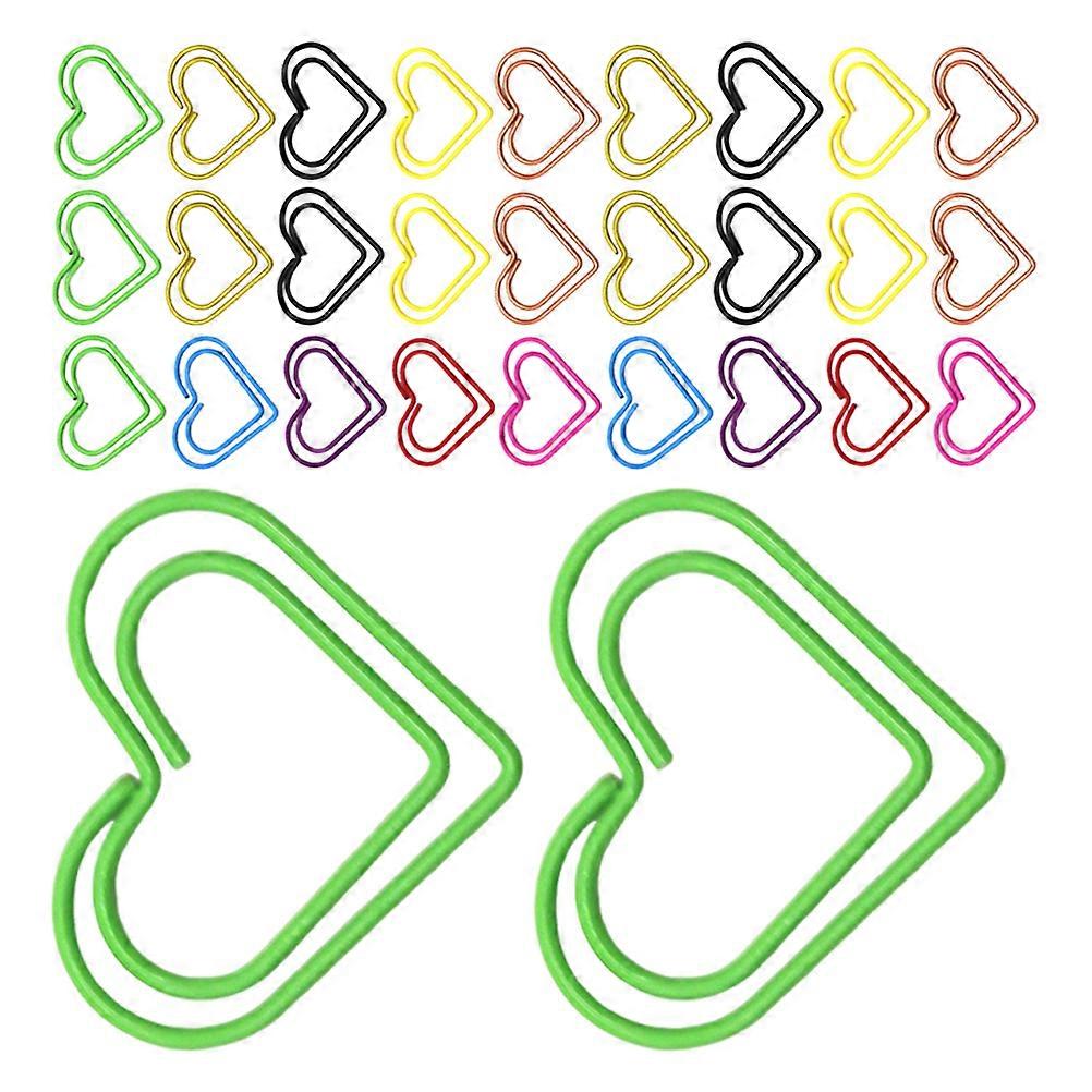 Colorful Heart Shaped Metal Paper Clips for Office Use 300Pcs Collection