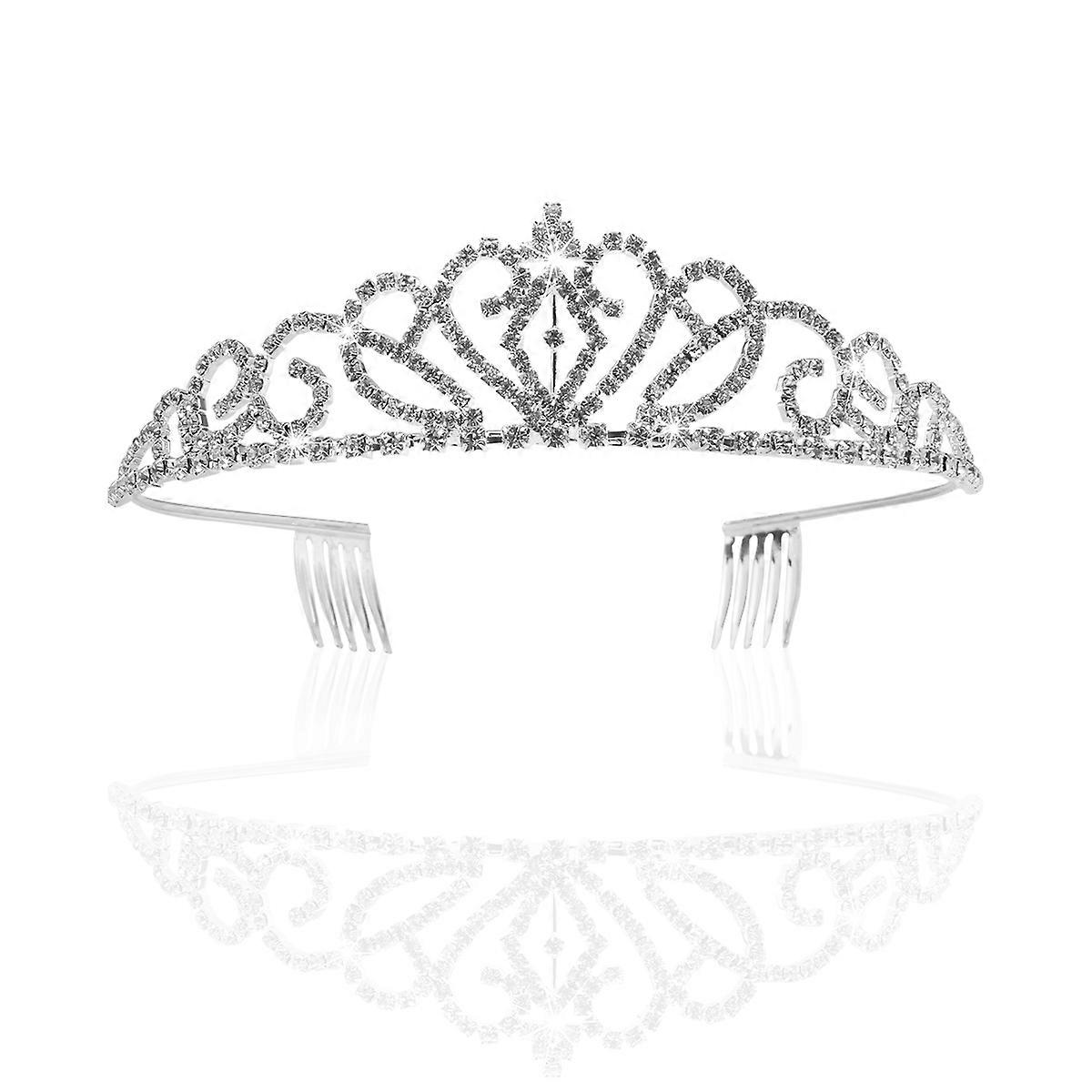 Bride Hair Loop Rhinestone Tiara for Wedding Use 3Pcs Silver