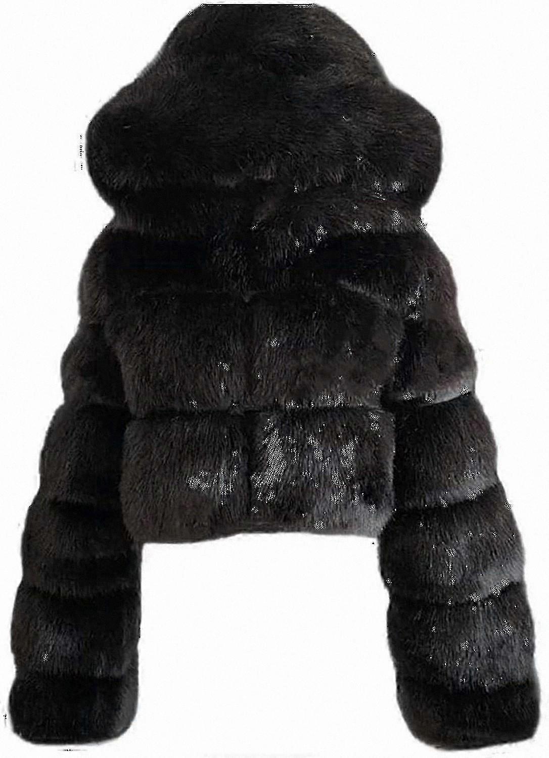 Plus Size Women's Hooded Fleece-Lined Jacket with Cropped Bubble Style for Winter Weather